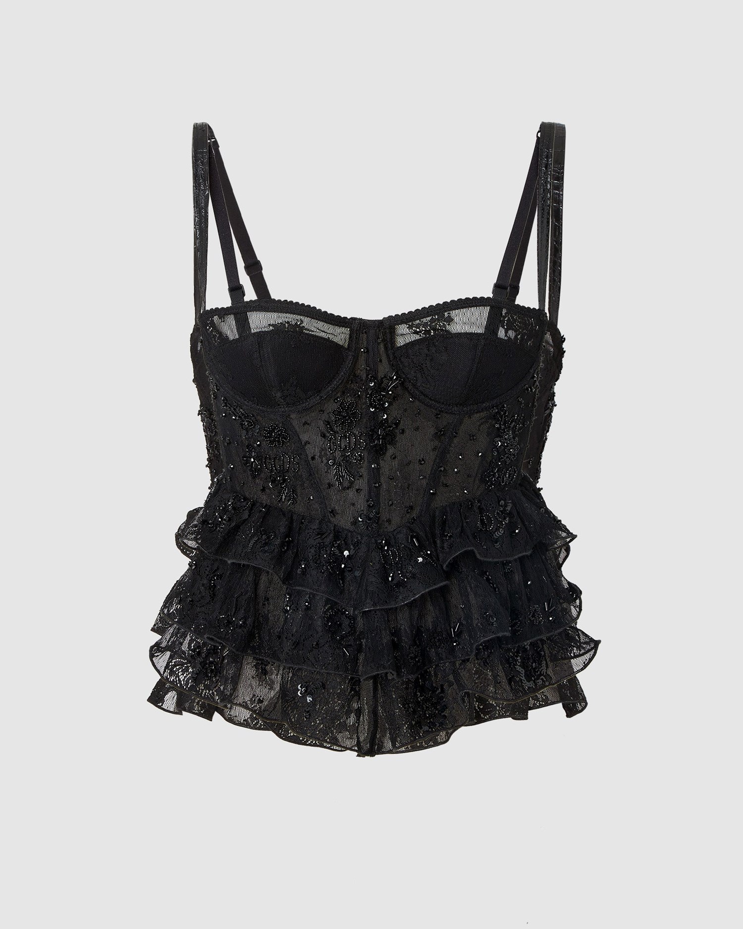 Hauts GCDS Dentelle Corset Femme Noir | 136920-IHF