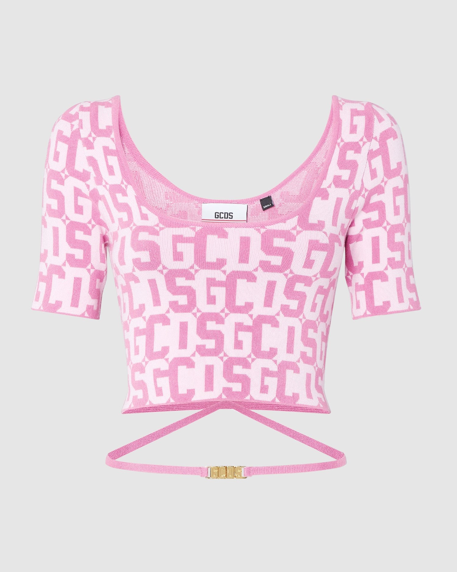 Hauts GCDS Monogram Jacquard Cropped Top Femme Rose | 270493-TVY