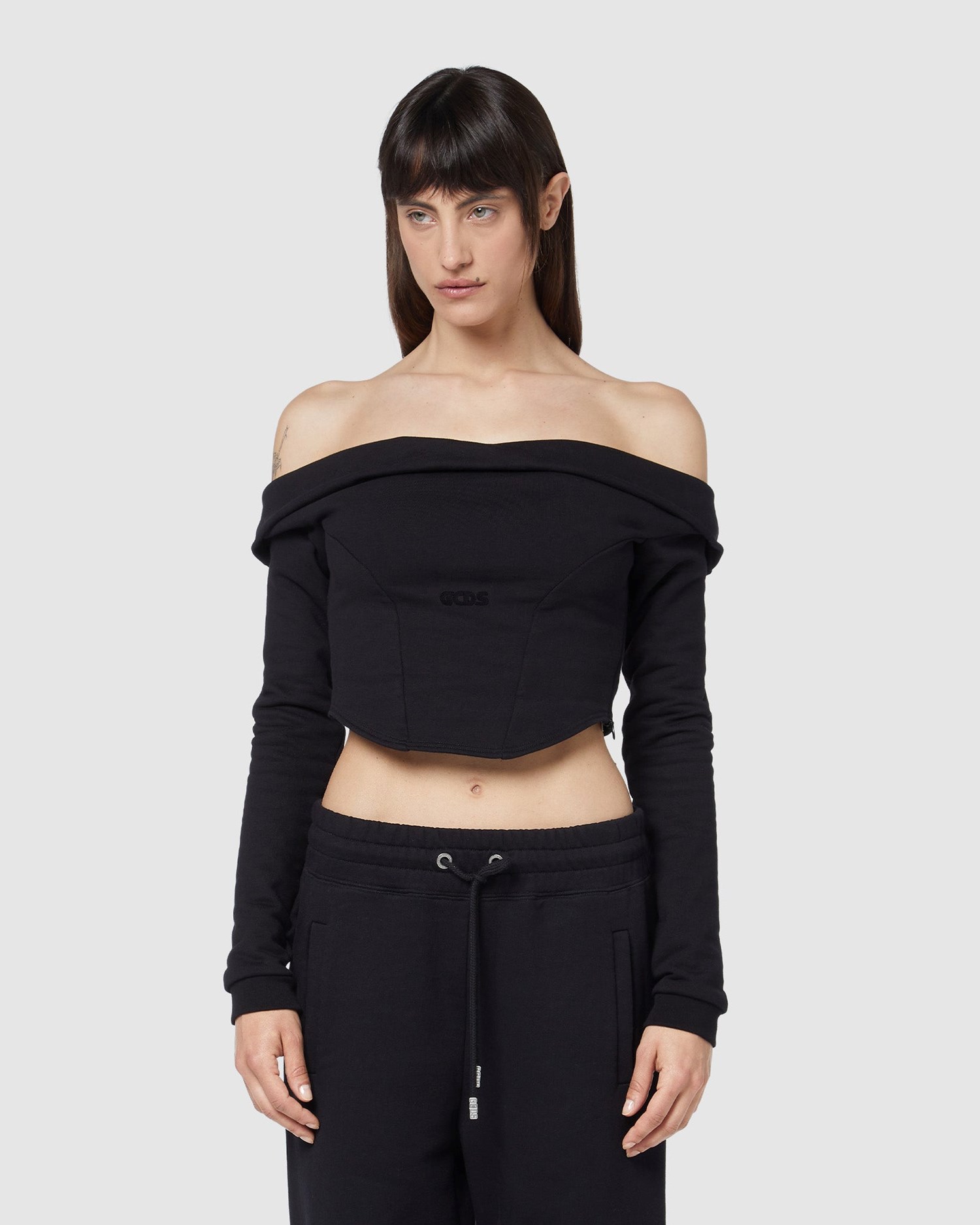 Hauts GCDS Jersey Long Sleeves Top Femme Noir | 876950-UKG