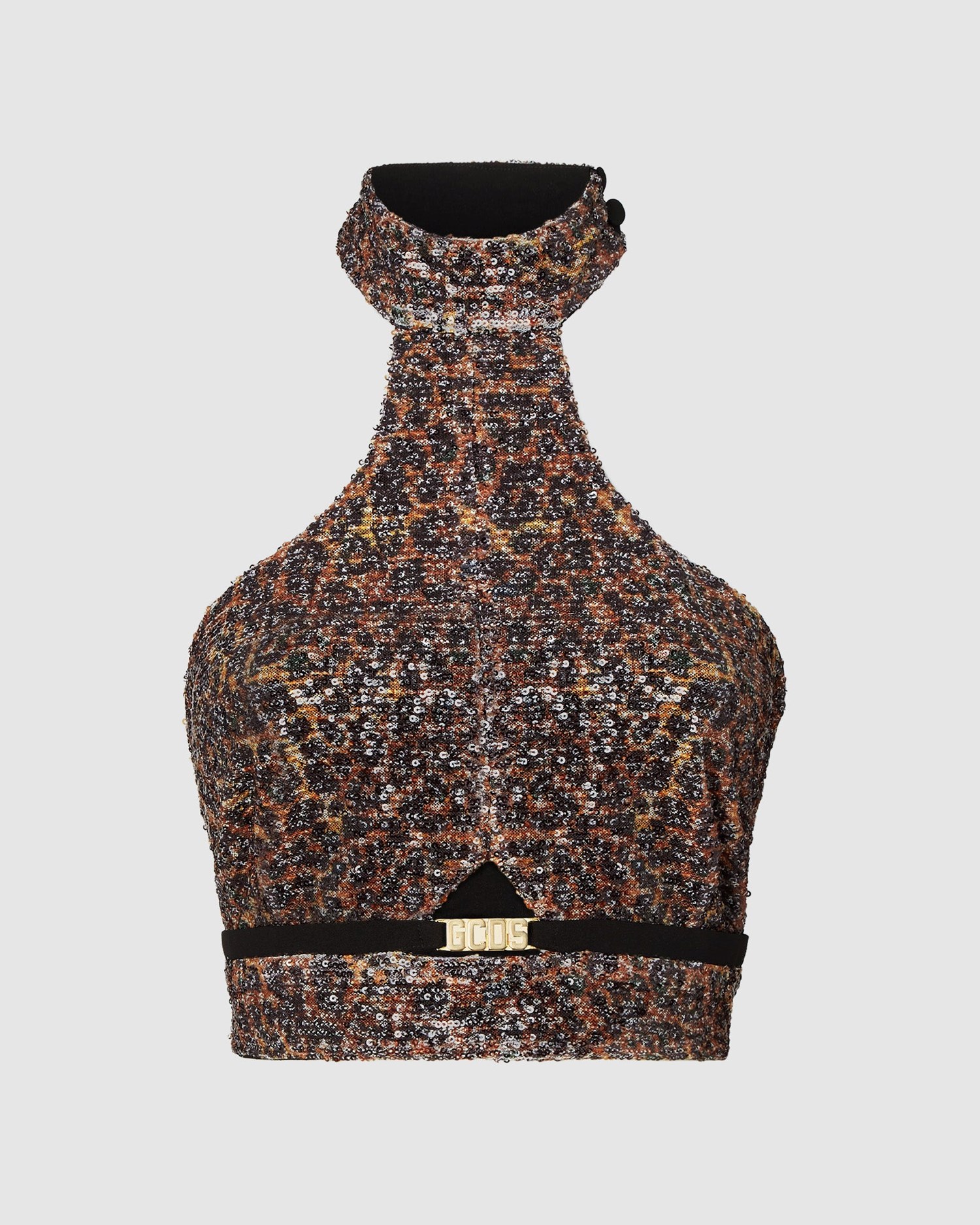 Hauts GCDS Leopard Sequin Neck Top Femme Multicolore | 456293-DAX