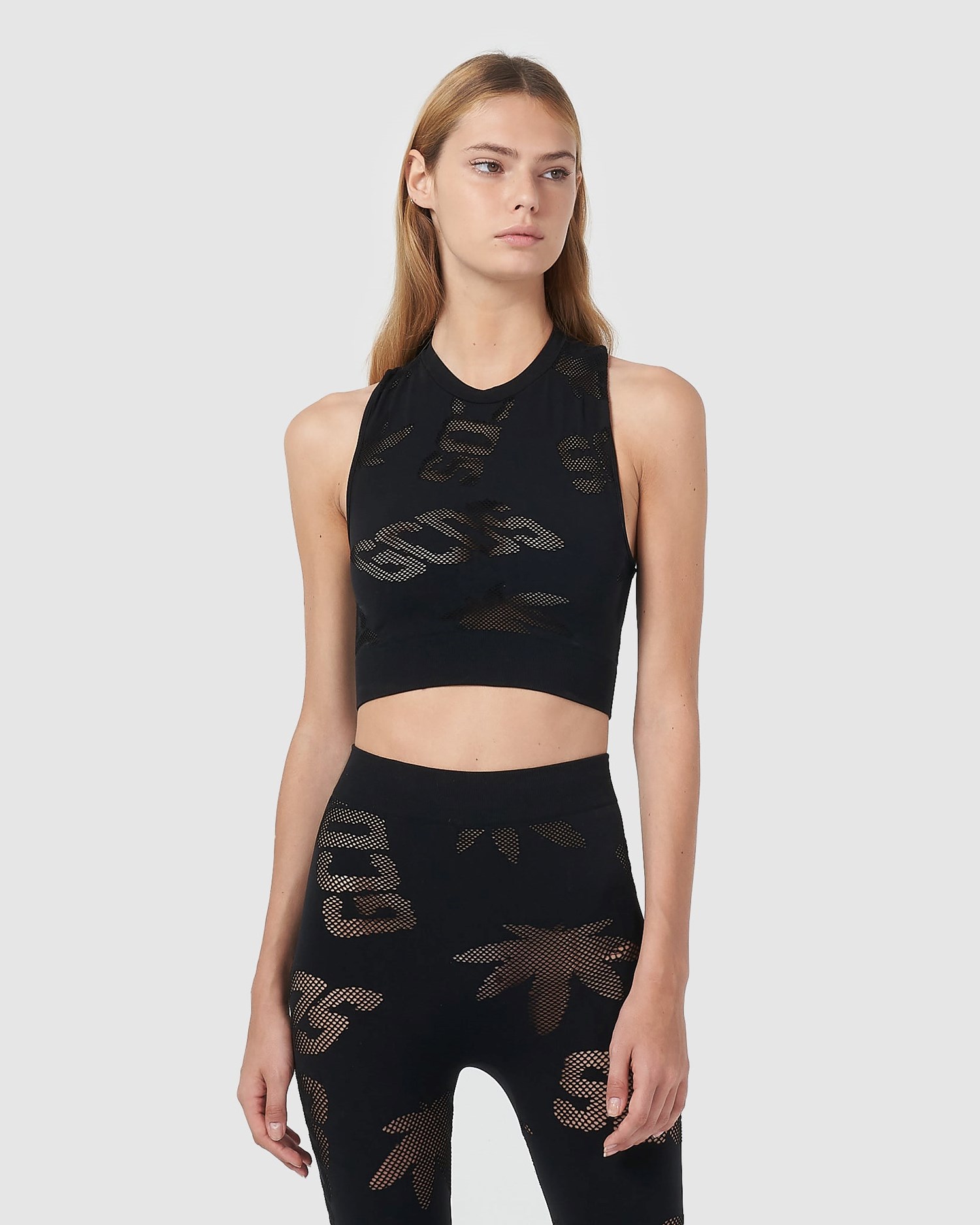 Hauts GCDS Recycled Grid Mary Top Femme Noir | 256987-KPB