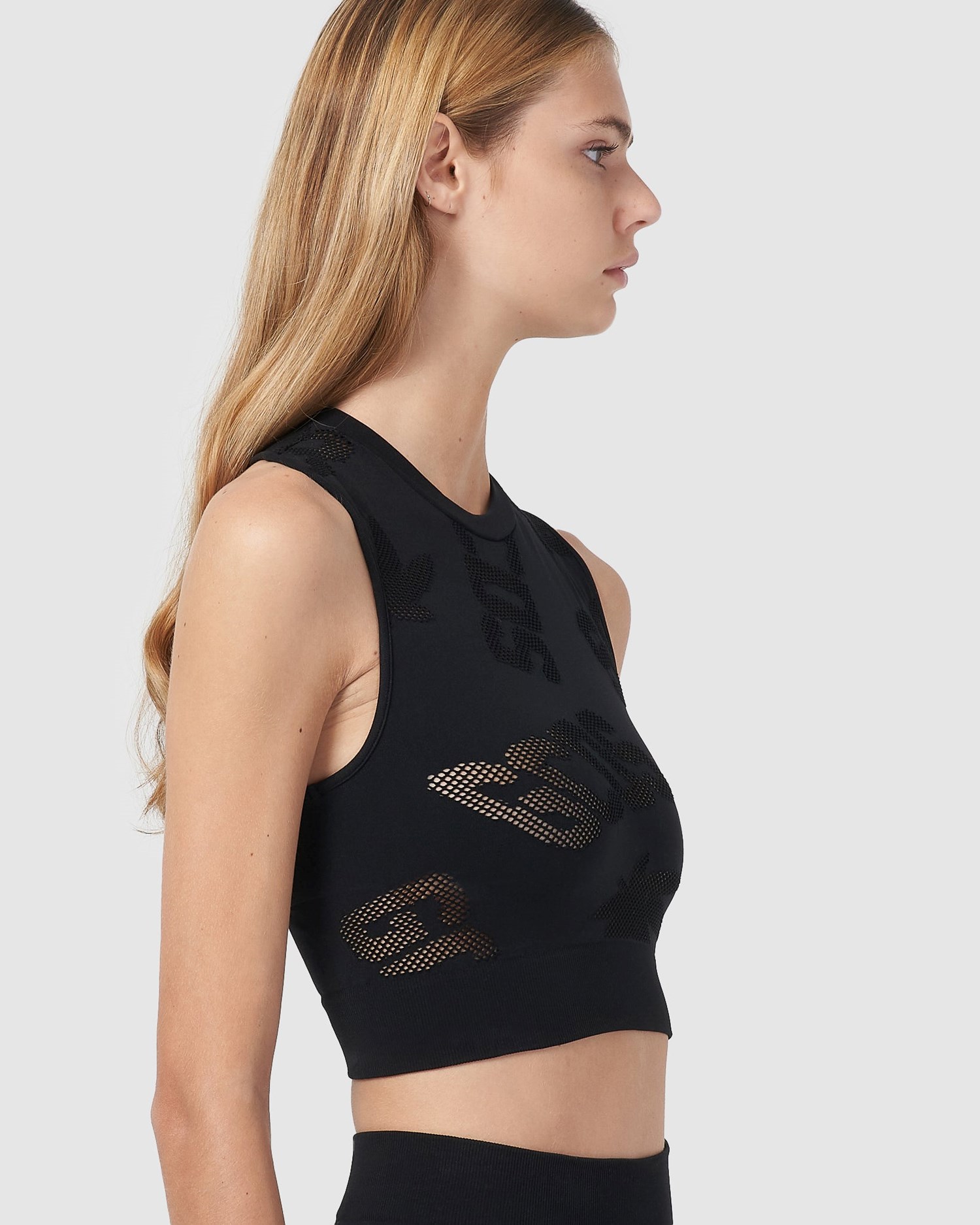Hauts GCDS Recycled Grid Mary Top Femme Noir | 256987-KPB