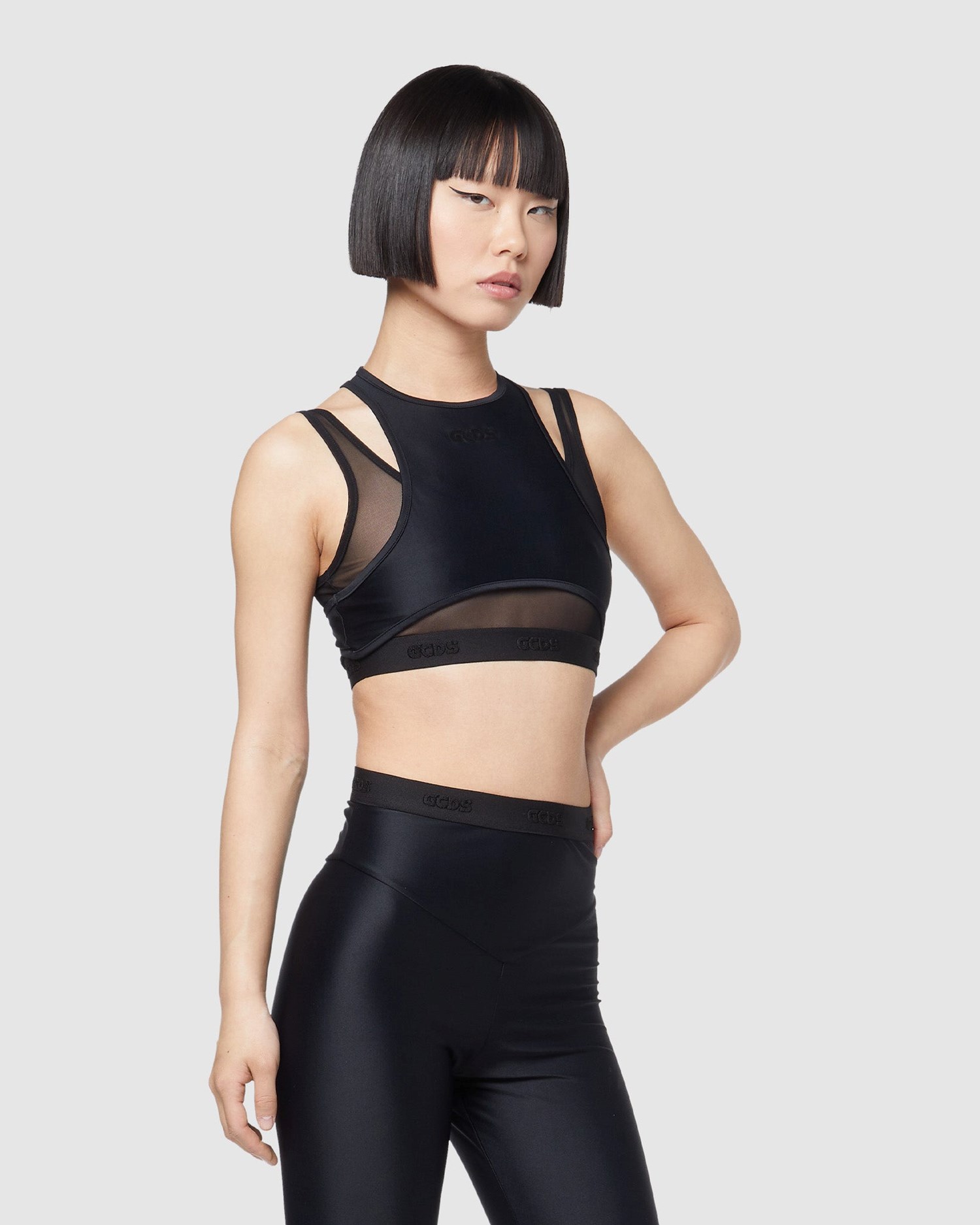 Hauts GCDS Sylvia Combo Sport Top Femme Noir | 109324-URW