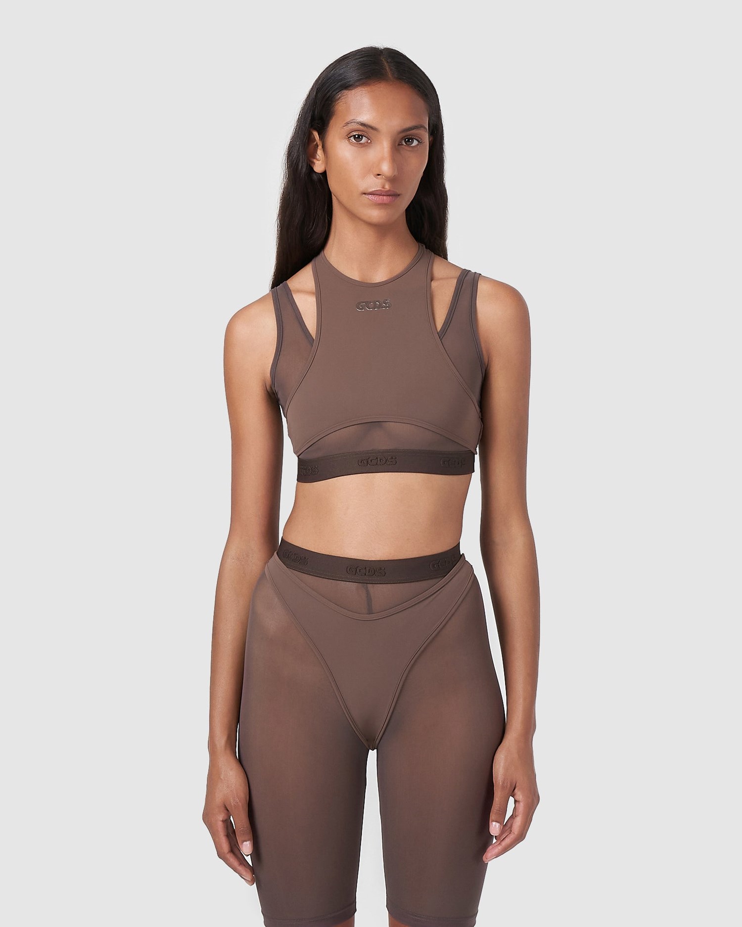 Hauts GCDS Sylvia Combo Sport Top Femme Marron | 703649-YID
