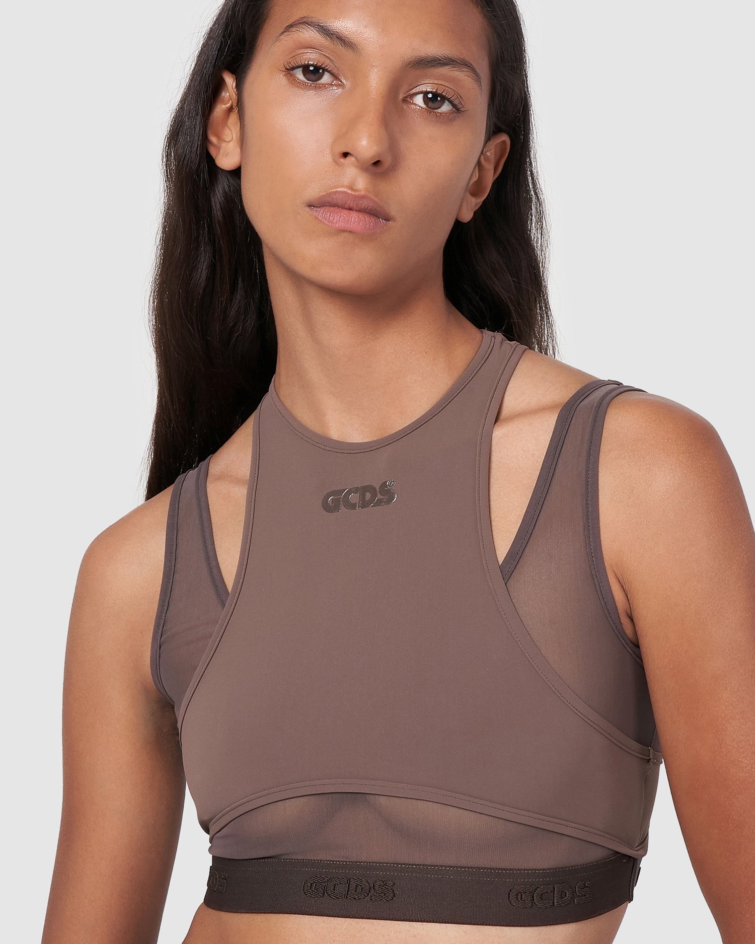 Hauts GCDS Sylvia Combo Sport Top Femme Marron | 703649-YID