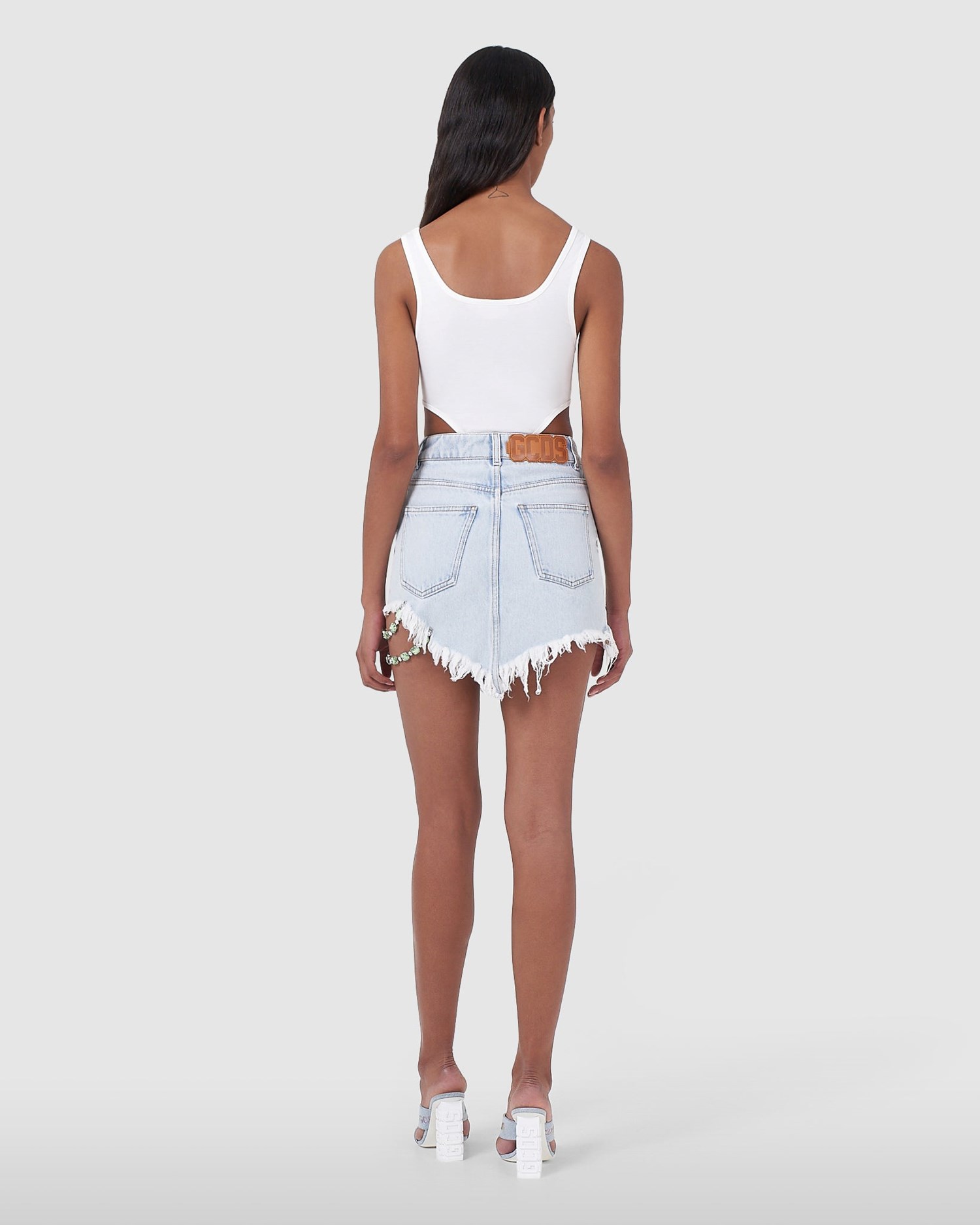 Jupe GCDS Bling Mini Denim Skirt Femme Bleu Clair | 312970-WJG