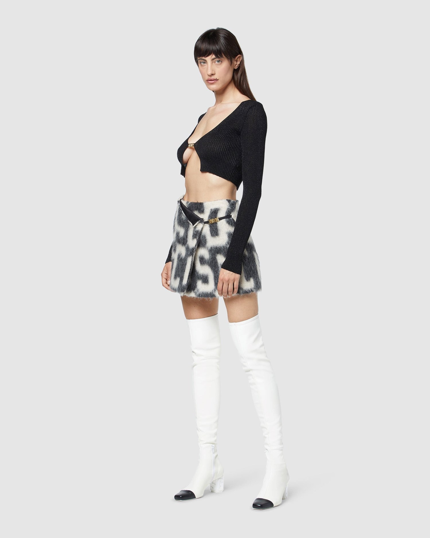 Jupe GCDS Monogram Jacquard Mini Skirt Femme Noir | 486127-YAL