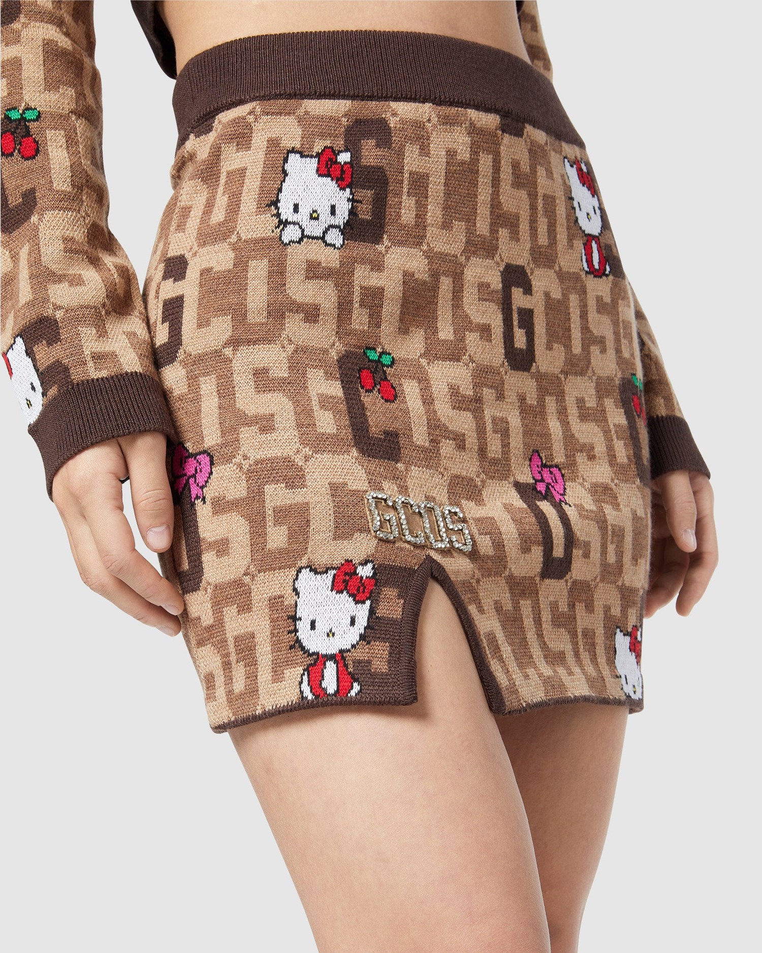 Jupe GCDS Hello Kitty Monogram Mini Skirt Femme Marron | 435908-OVP