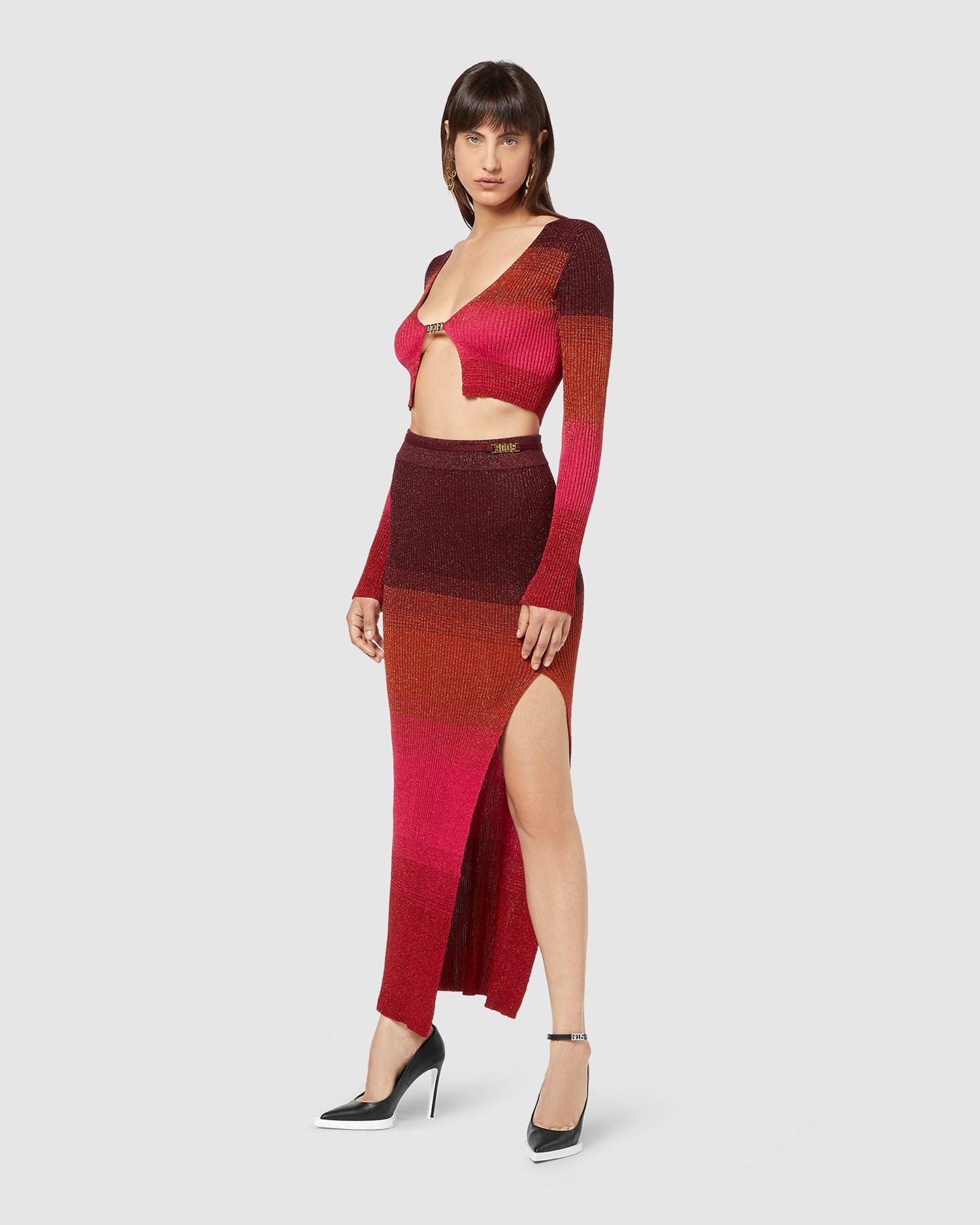 Jupe GCDS Lurex Degradé Long Skirt Femme Multicolore | 839160-KEP