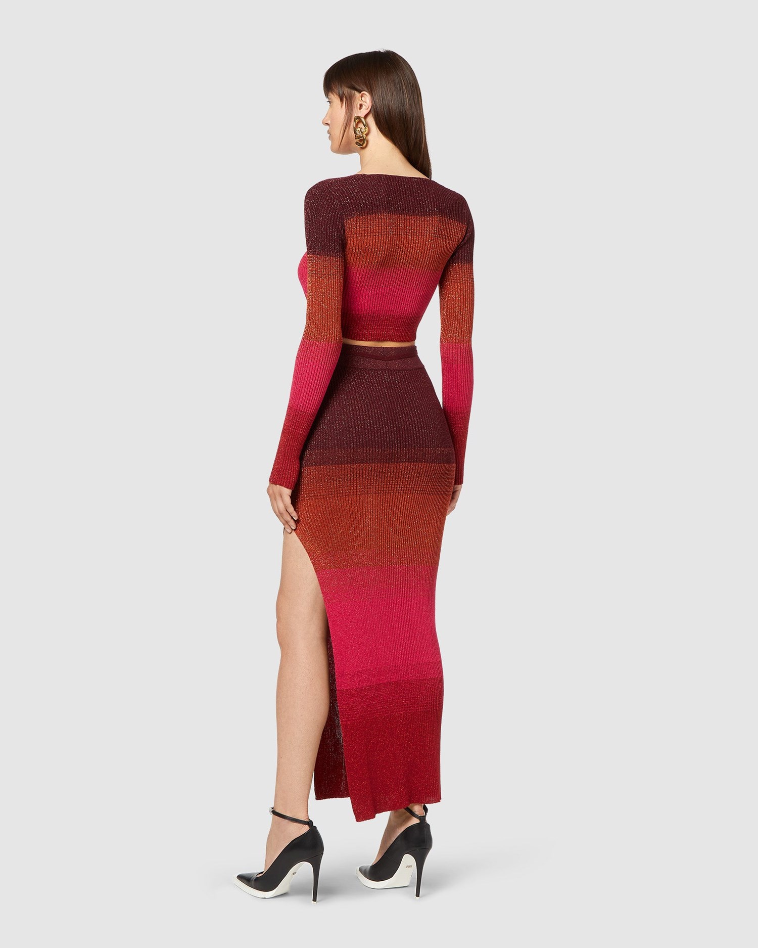 Jupe GCDS Lurex Degradé Long Skirt Femme Multicolore | 839160-KEP