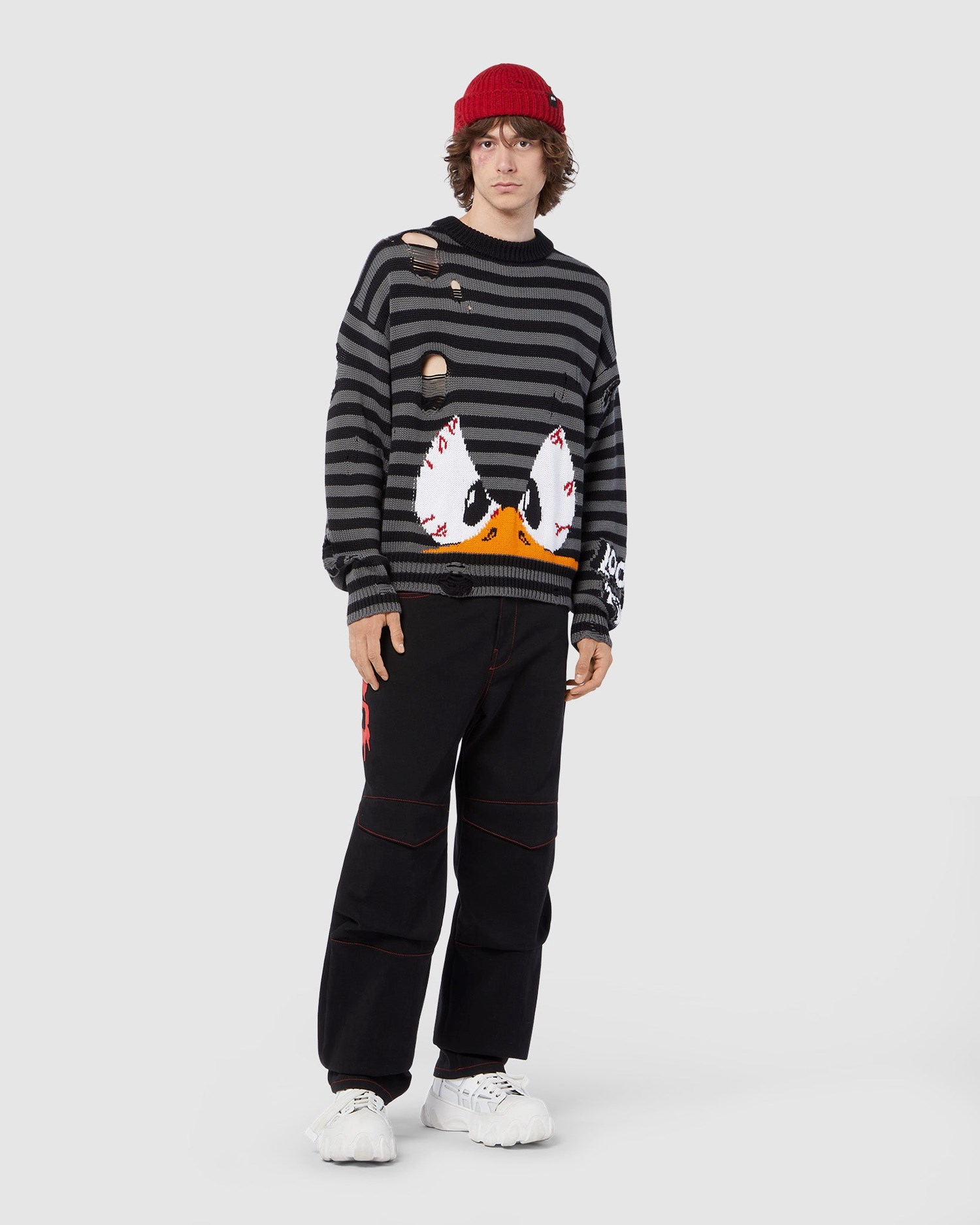 Knitwear GCDS Daffy Duck Pull Homme Noir | 427051-FUO