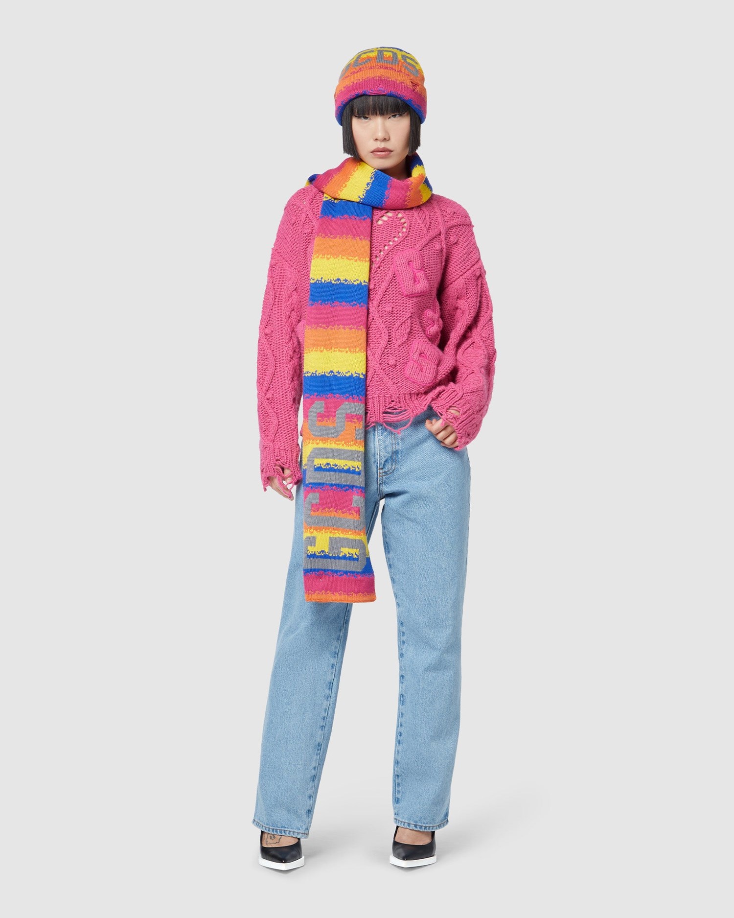 Knitwear GCDS Embroidered Boxy Pull Femme Fushia | 016495-AWB