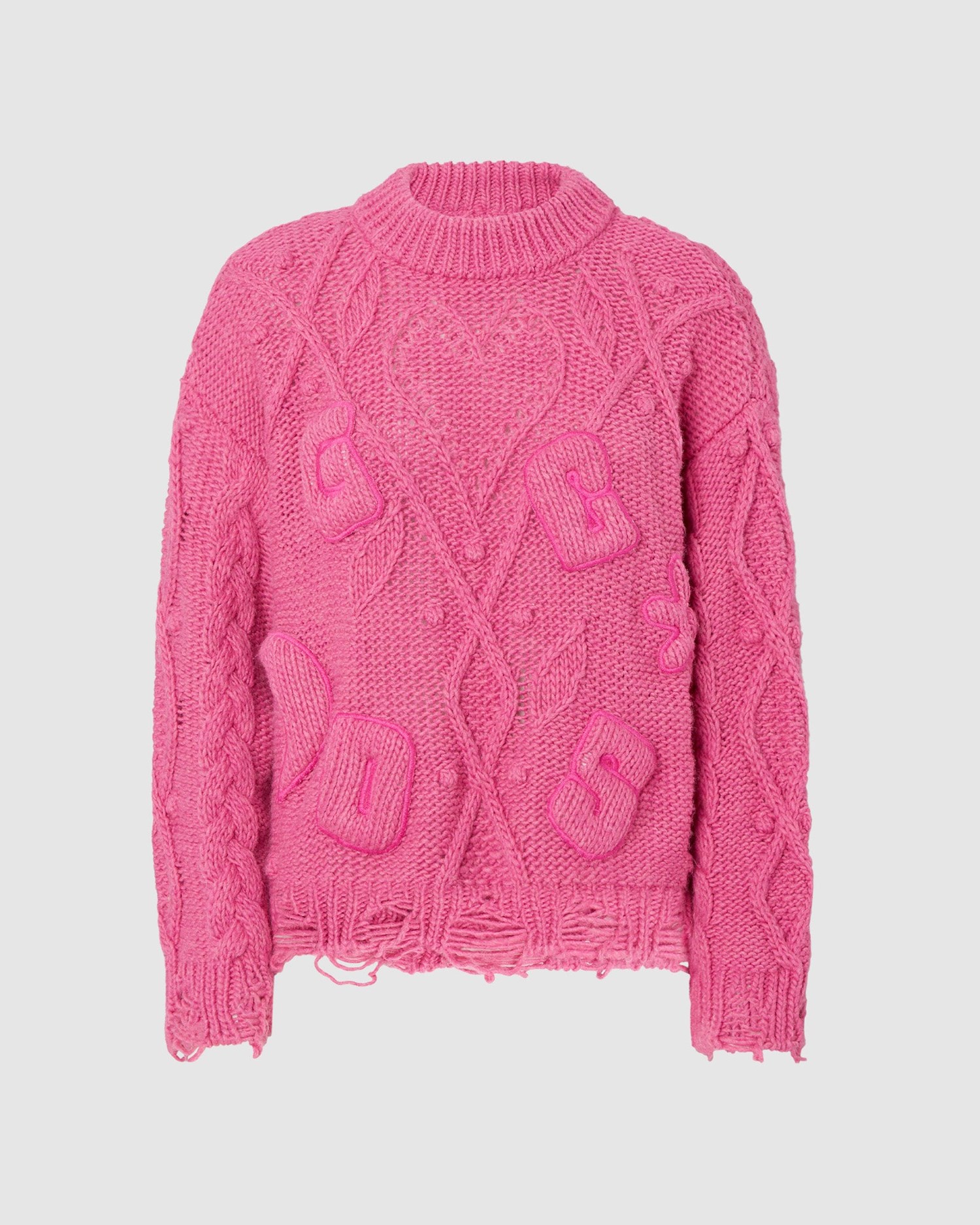Knitwear GCDS Embroidered Boxy Pull Femme Fushia | 016495-AWB