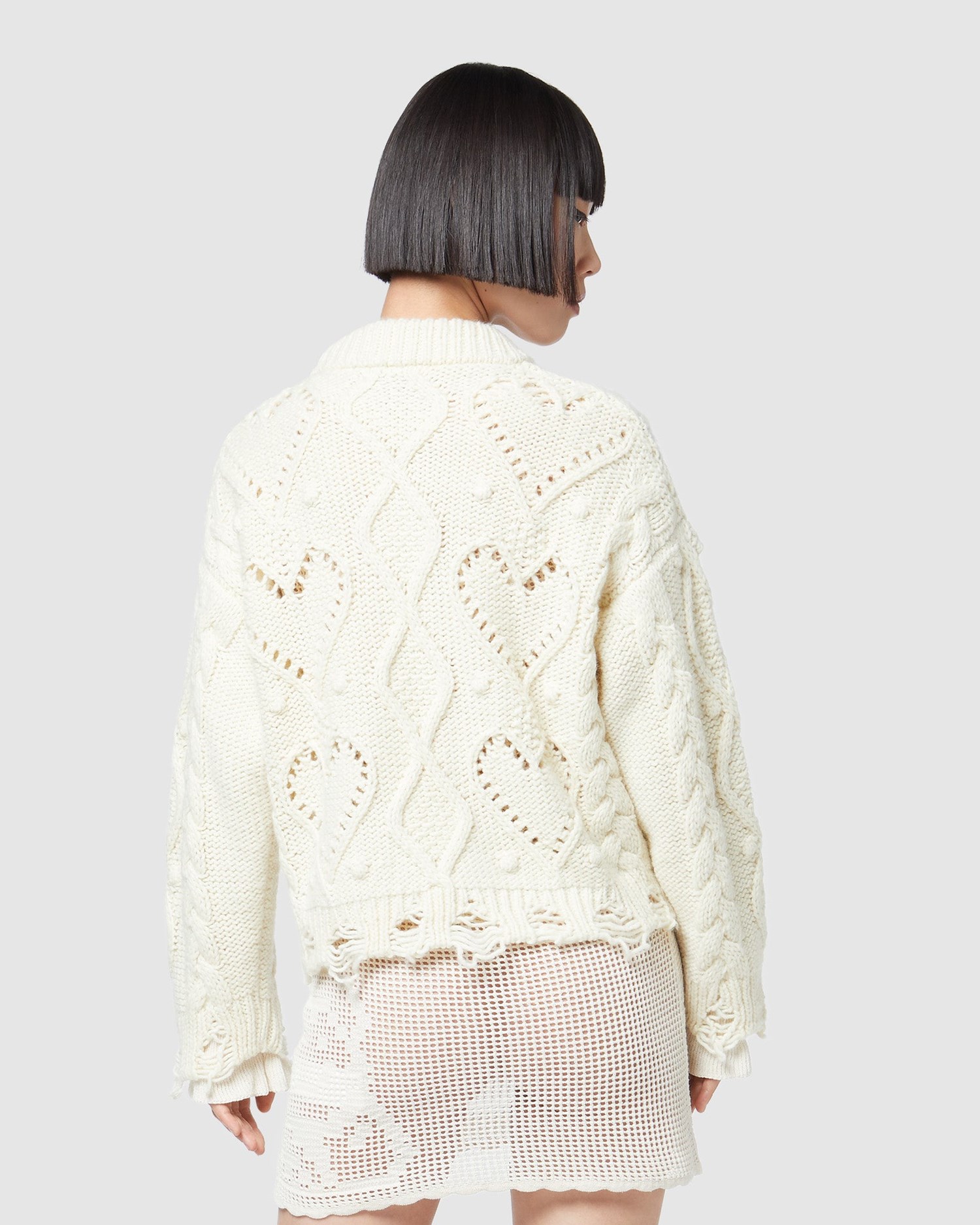 Knitwear GCDS Embroidered Boxy Pull Femme Blanche | 630791-KOD