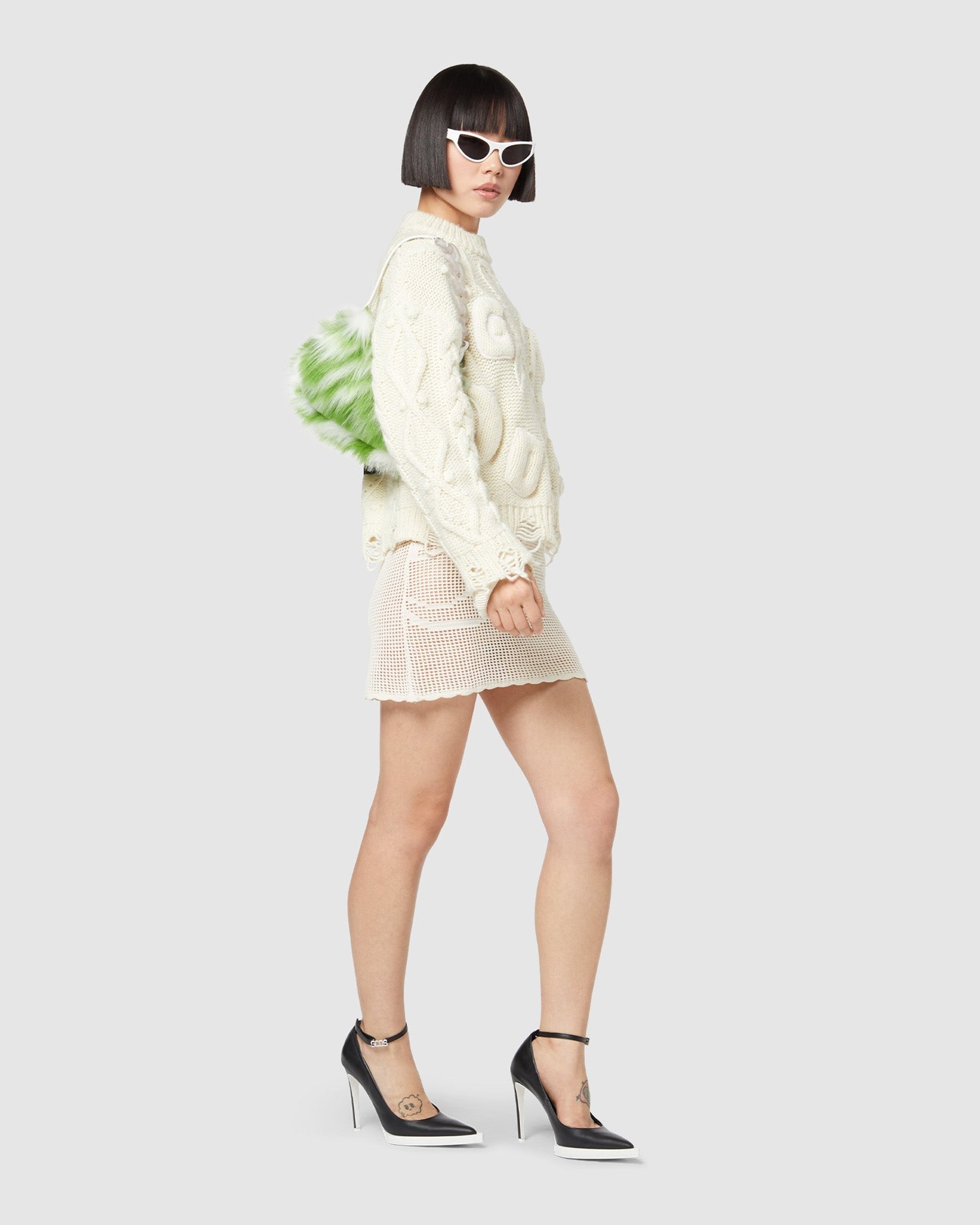 Knitwear GCDS Embroidered Boxy Pull Femme Blanche | 630791-KOD