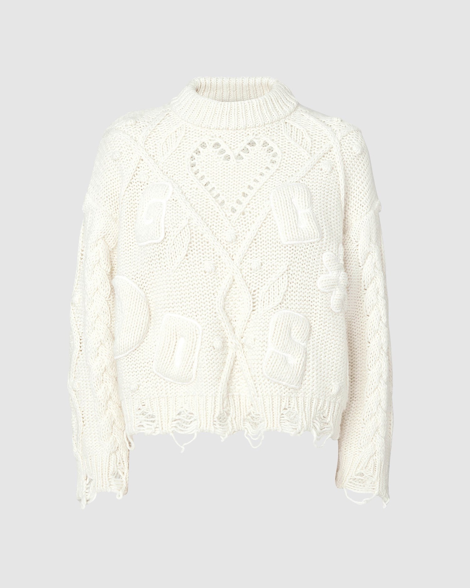 Knitwear GCDS Embroidered Boxy Pull Femme Blanche | 630791-KOD