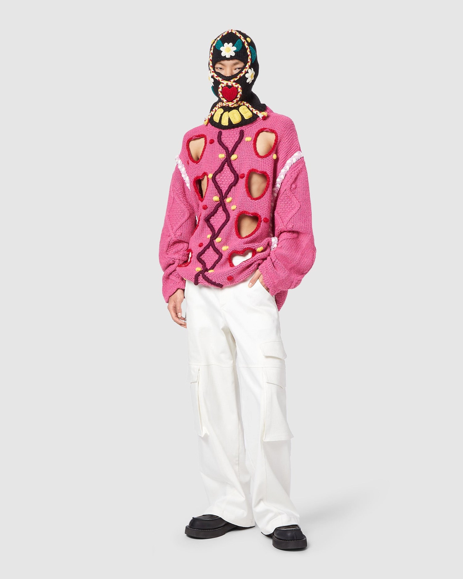 Knitwear GCDS Embroidered Puffy Pull Homme Fushia | 809721-GBW