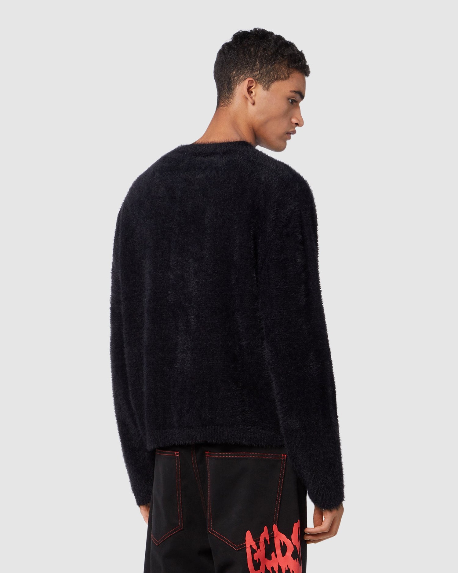 Knitwear GCDS Hairy Boxy Pull Homme Noir | 218450-EMR