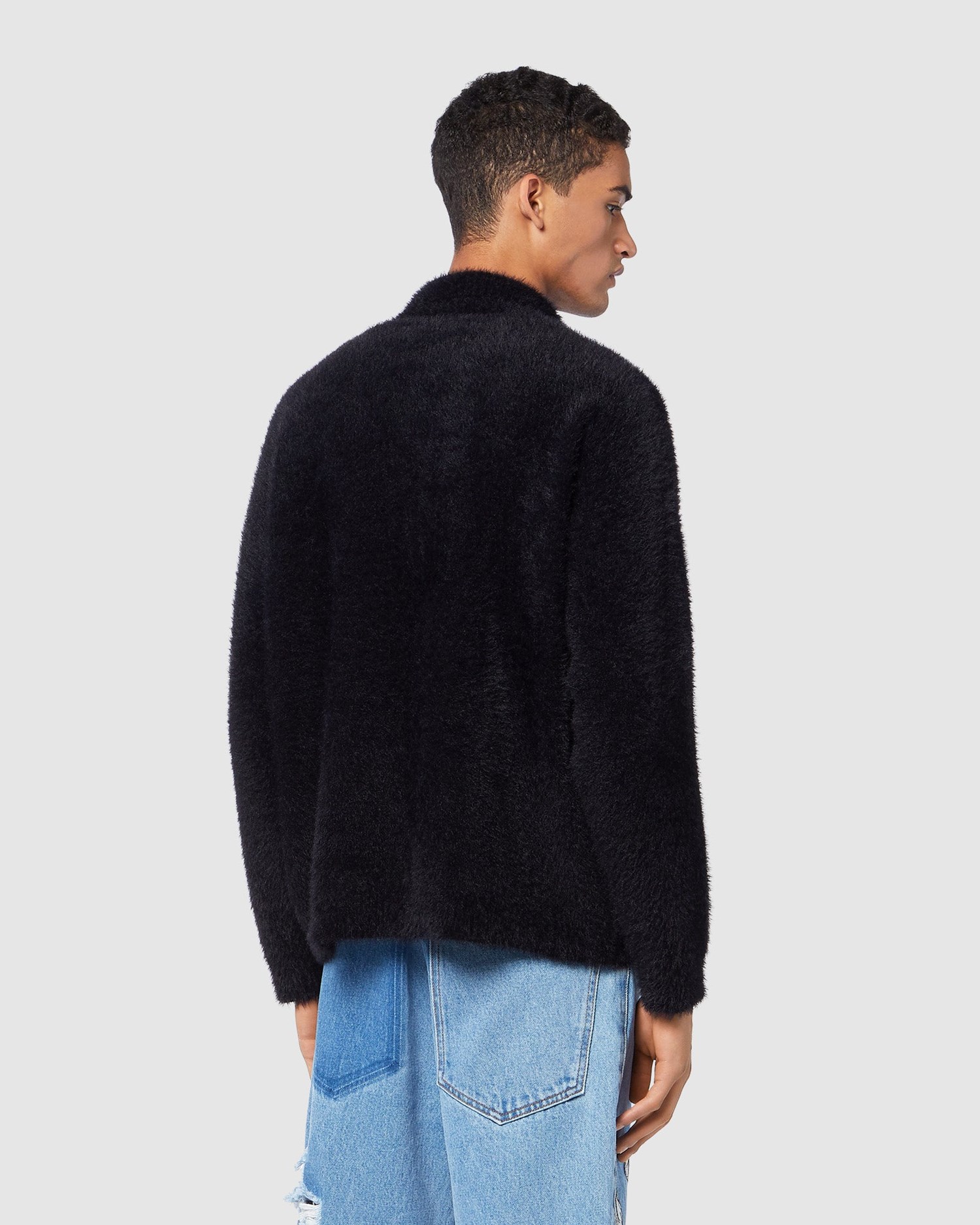 Knitwear GCDS Hairy Cardigan Homme Noir | 148376-HVK