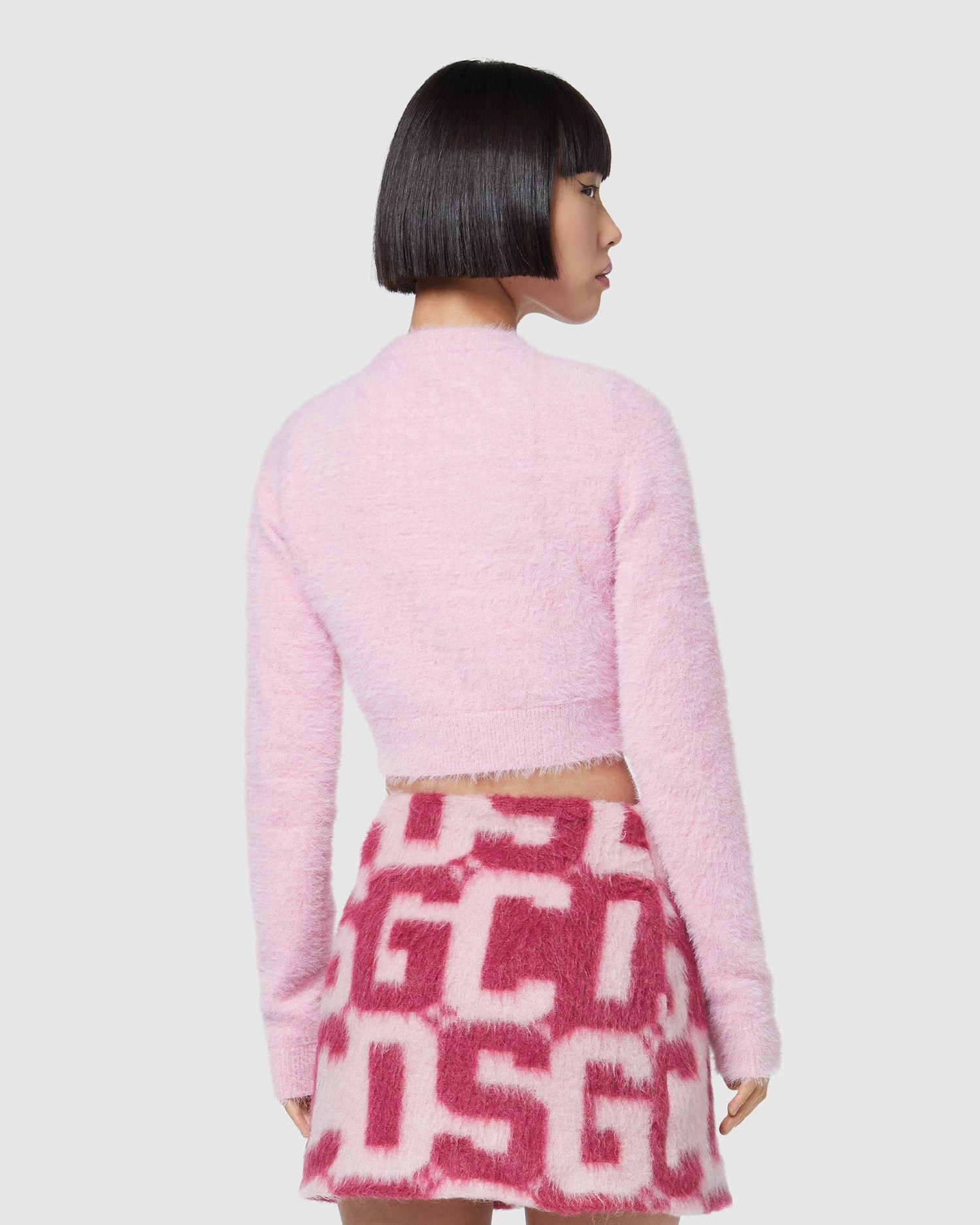Knitwear GCDS Hairy Cropped Pull Femme Rose | 987610-EDT