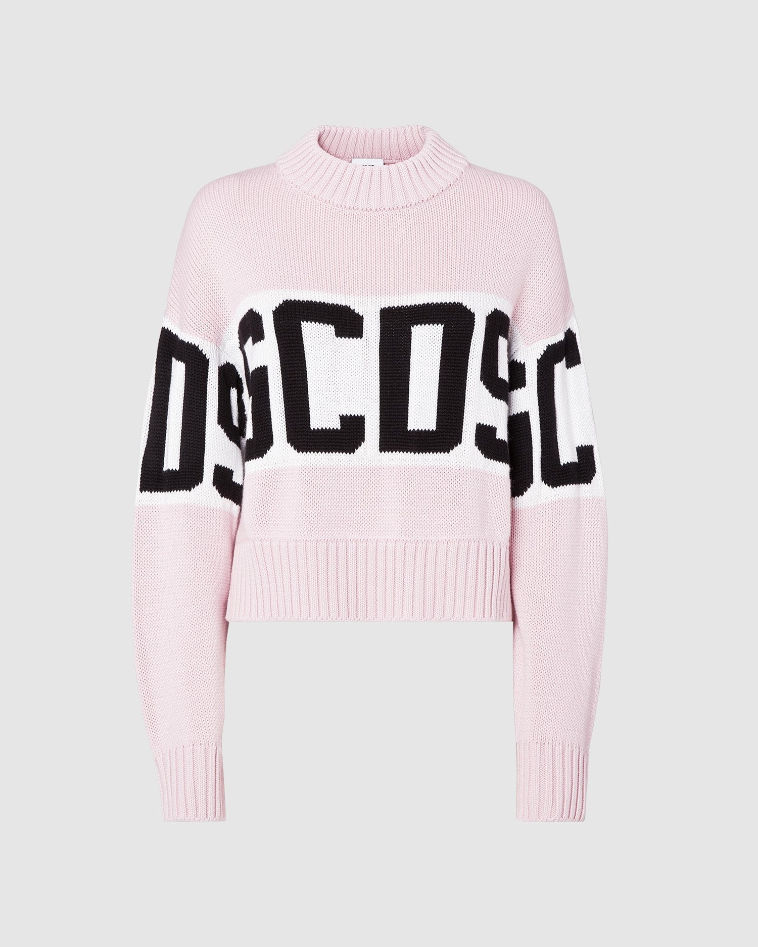 Knitwear GCDS Logo Band Boxy Pull Femme Rose | 203684-HMG