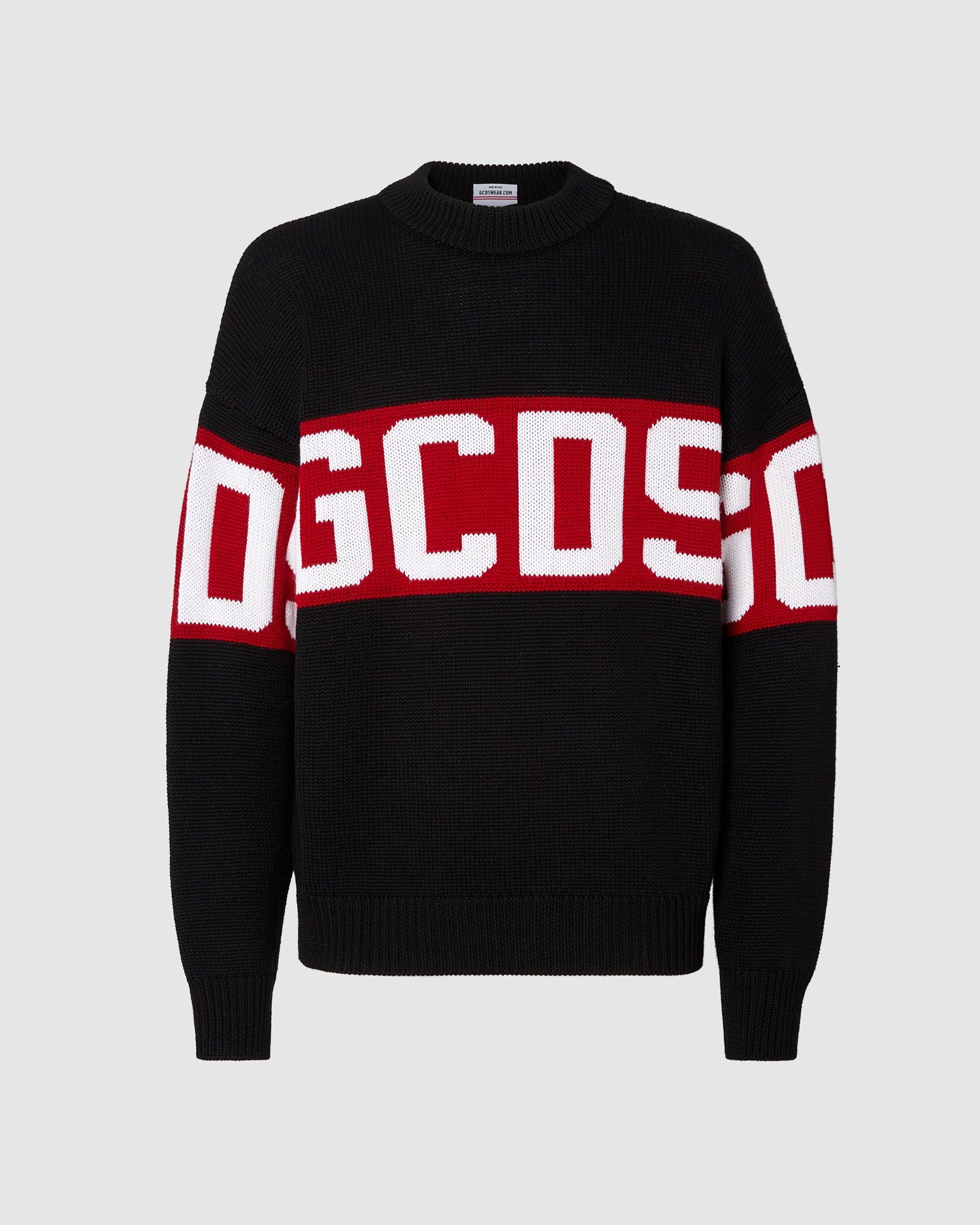 Knitwear GCDS Logo Band Pull Homme Noir | 530891-KIZ