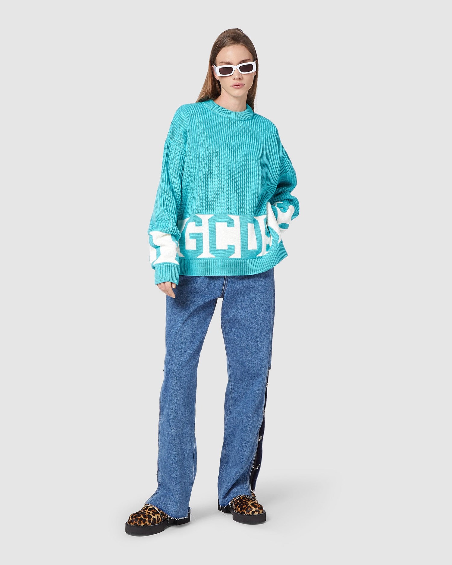 Knitwear GCDS Low Band Pull Homme Aquamarine | 879413-RFV