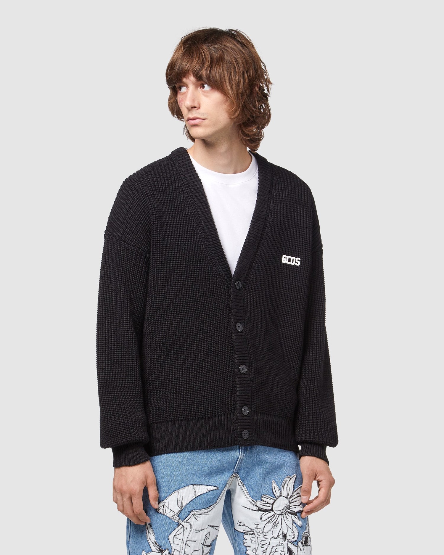 Knitwear GCDS Maxi Cardigan Homme Noir | 360125-ZFL