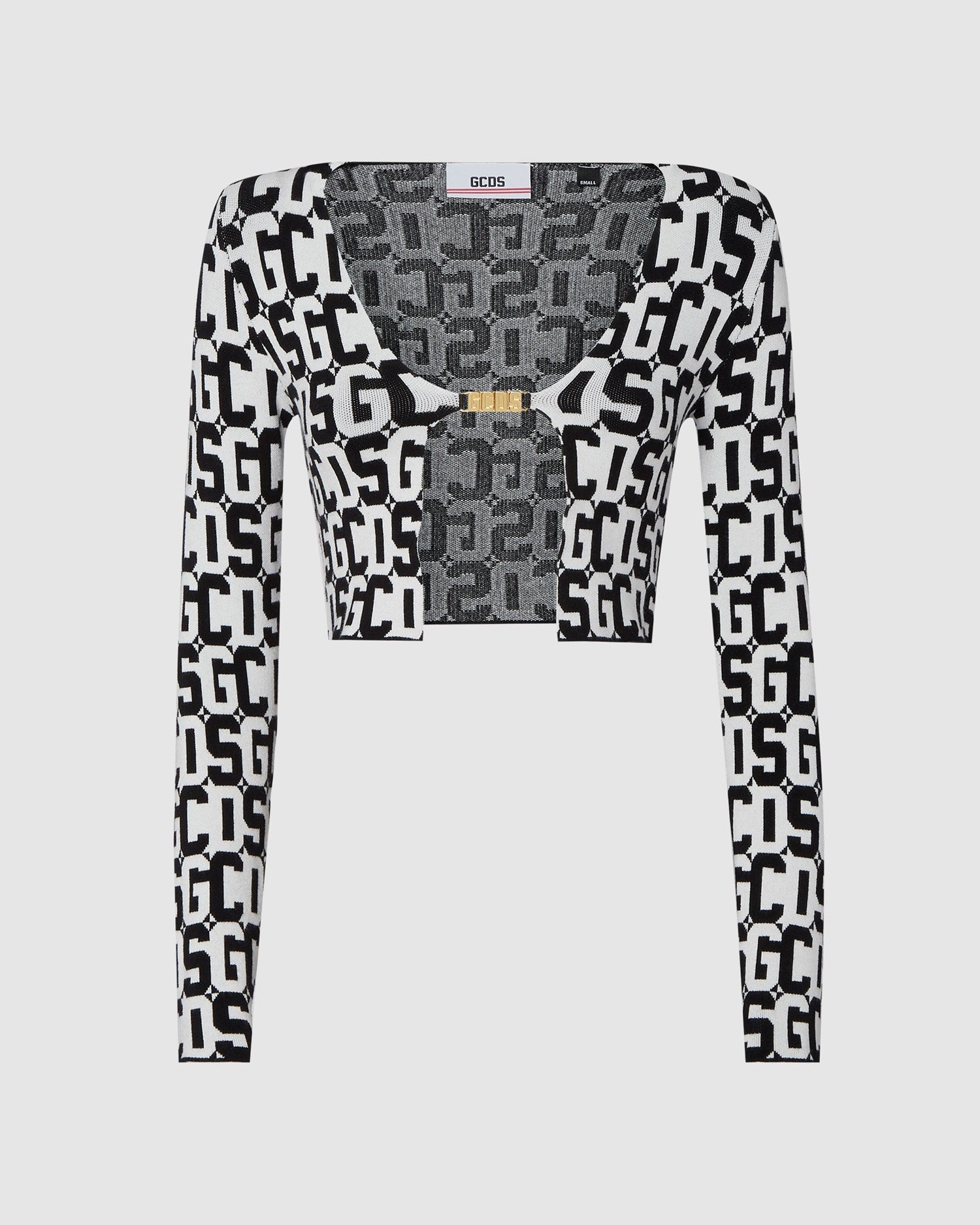 Knitwear GCDS Monogram Jacquard Mini Cardigan Femme Noir | 510932-FXT
