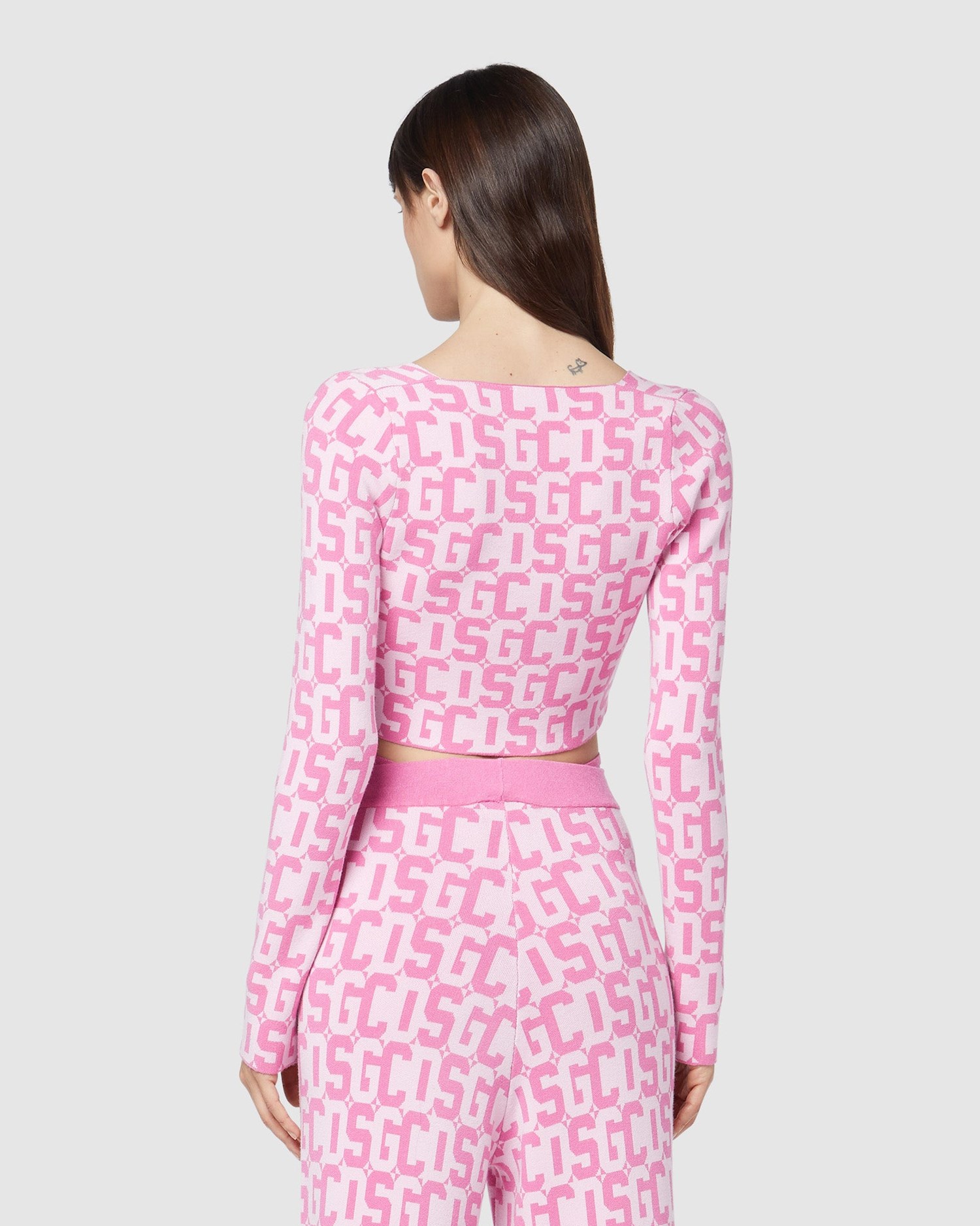 Knitwear GCDS Monogram Jacquard Mini Cardigan Femme Rose | 698370-CFD