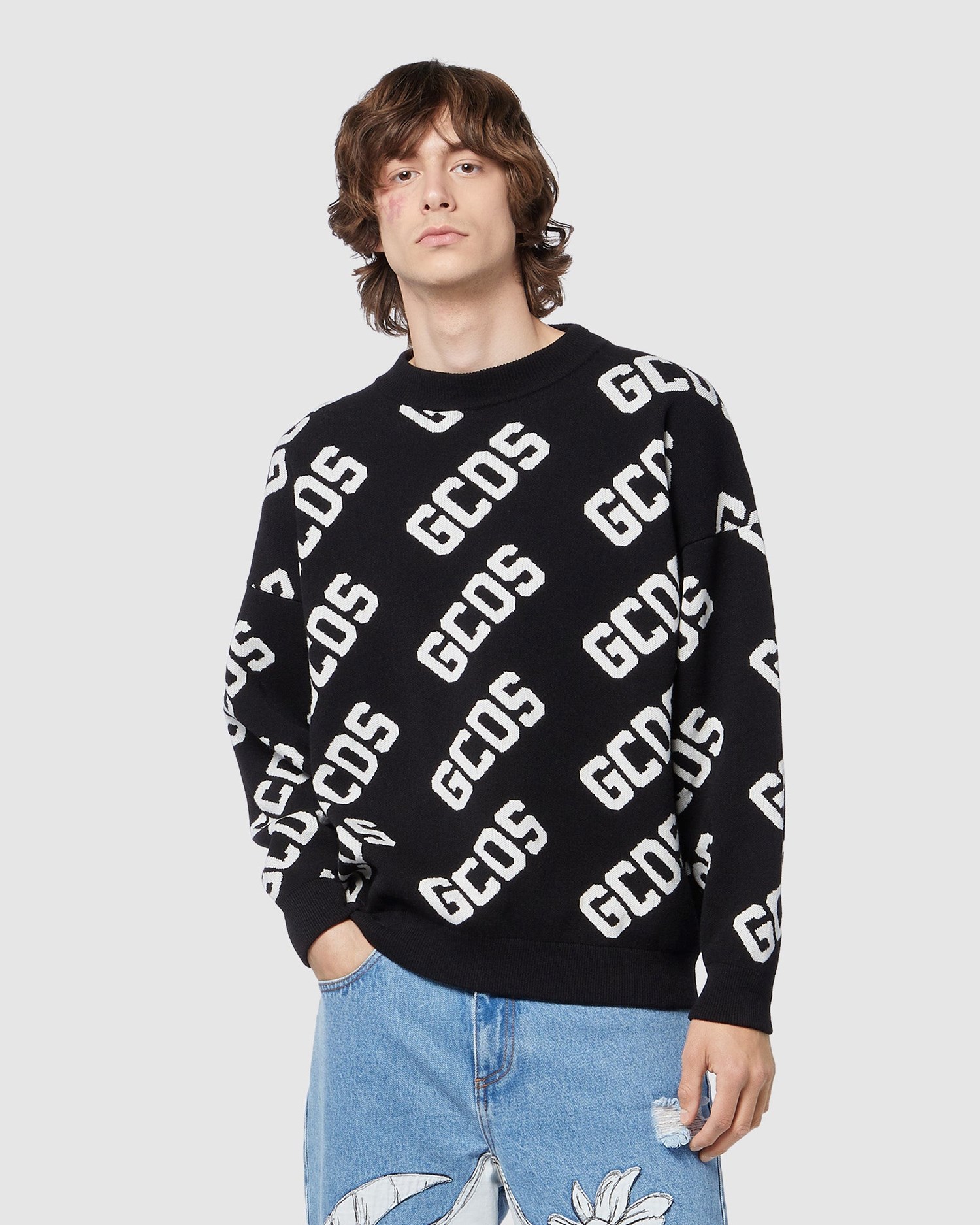 Knitwear GCDS Monogram Jacquard Pull Femme Noir | 487562-VHQ