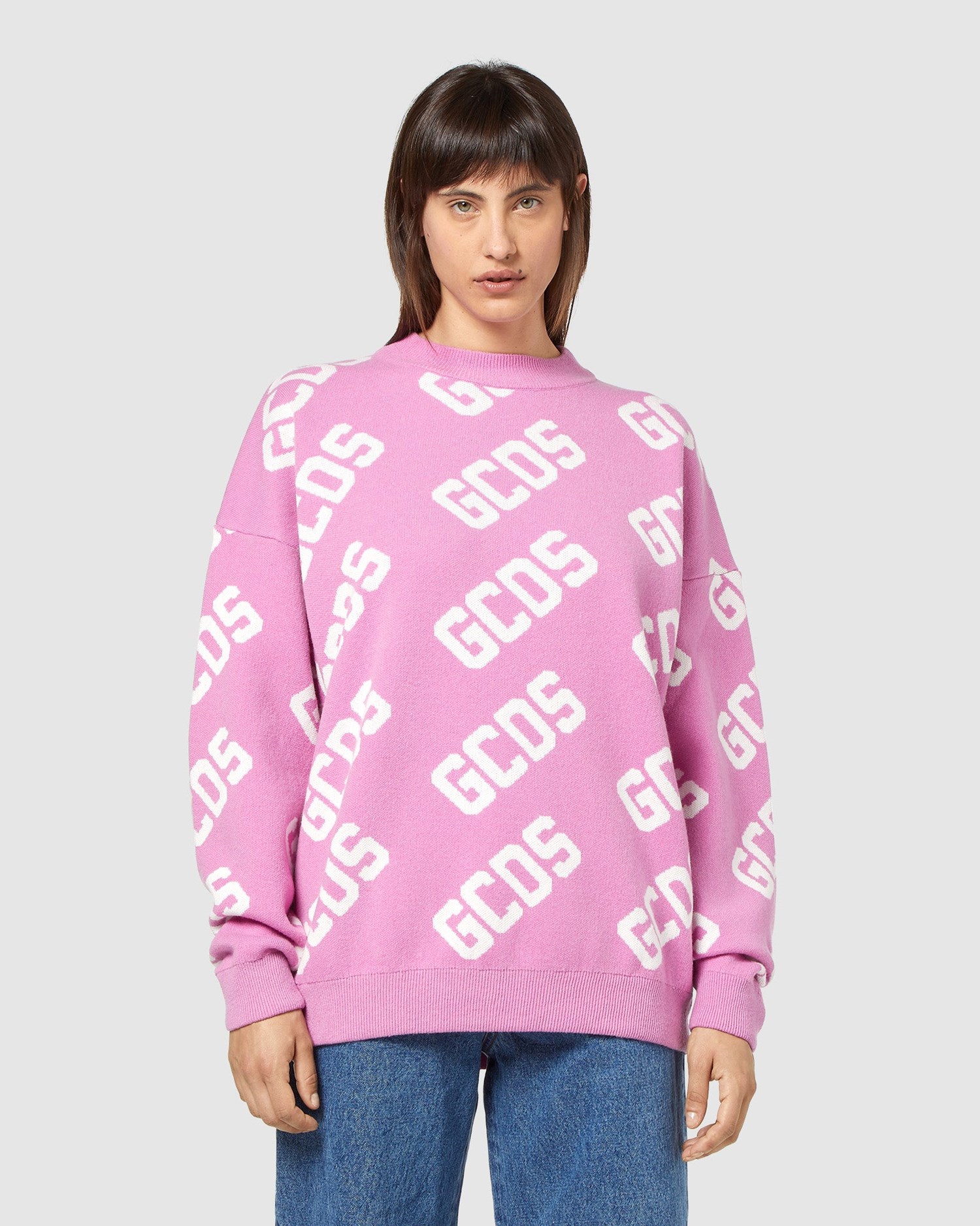 Knitwear GCDS Monogram Jacquard Pull Femme Noir | 487562-VHQ
