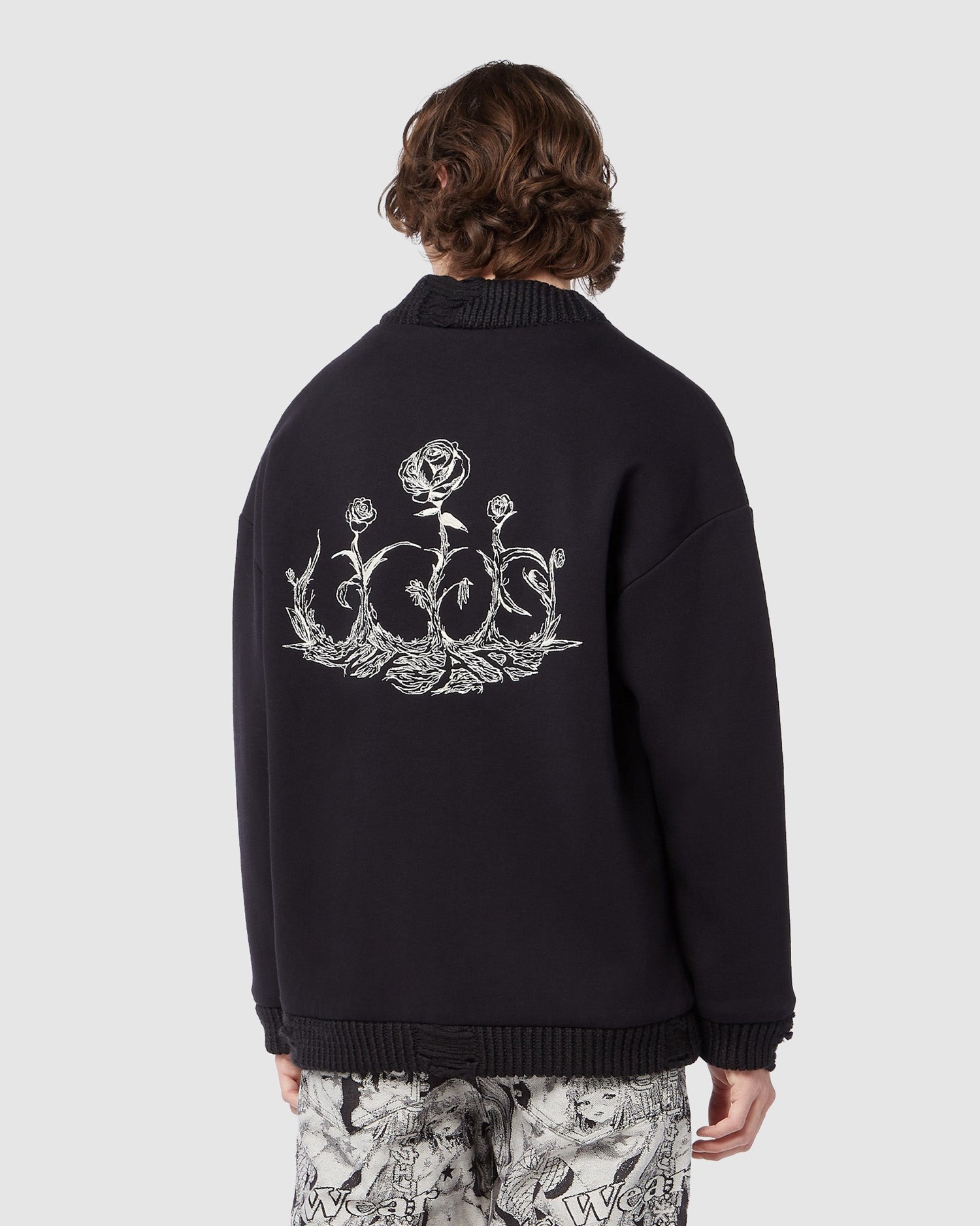 Knitwear GCDS Roses Oversized Cardigan Homme Noir | 895072-SVJ