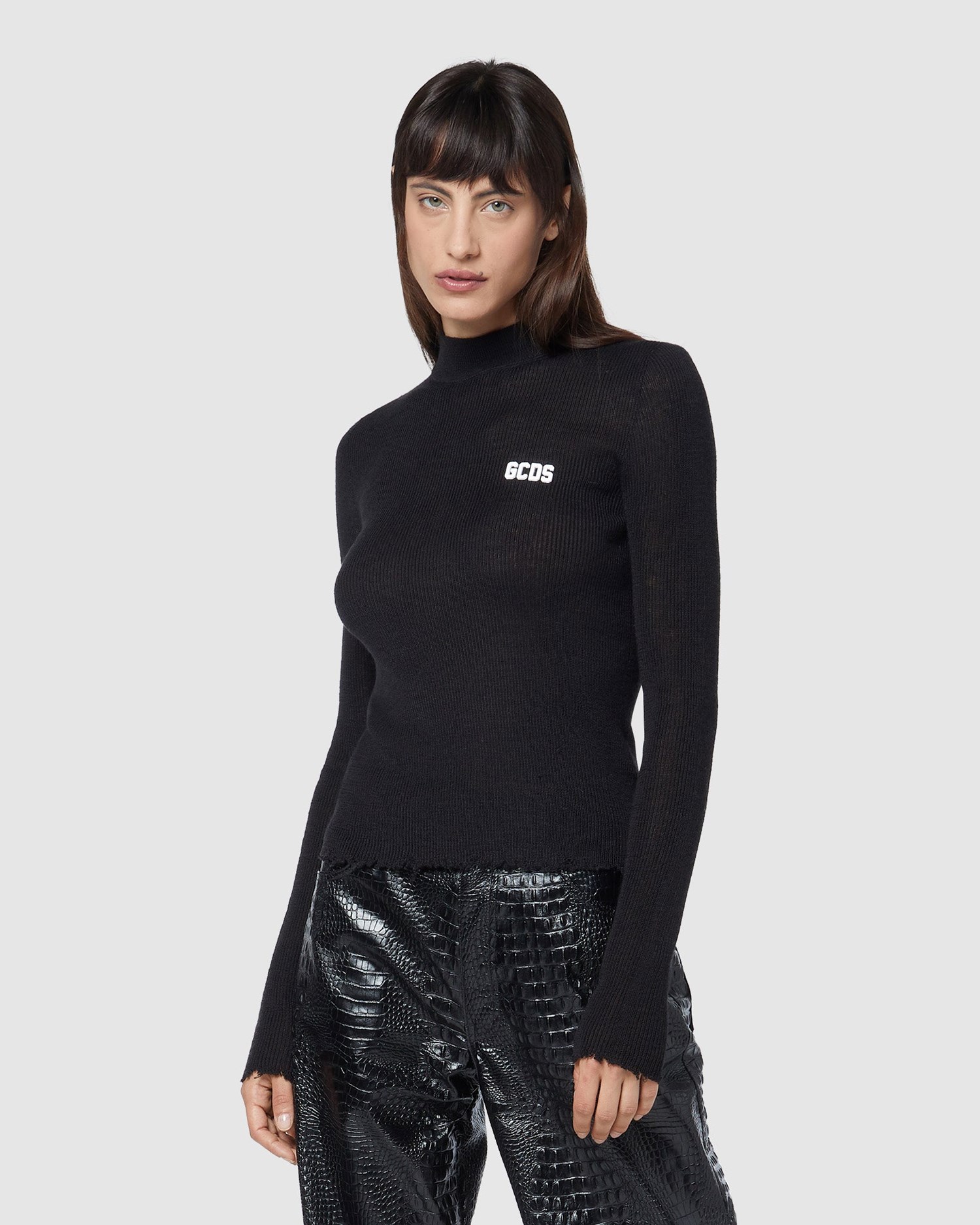 Knitwear GCDS Turtleneck Femme Noir | 279108-ZPH