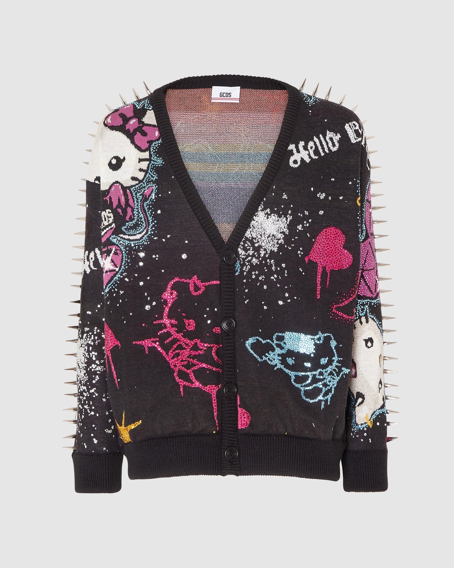 Knitwear GCDS Hello Kitty Studded Cardigan Homme Noir | 417920-TWG