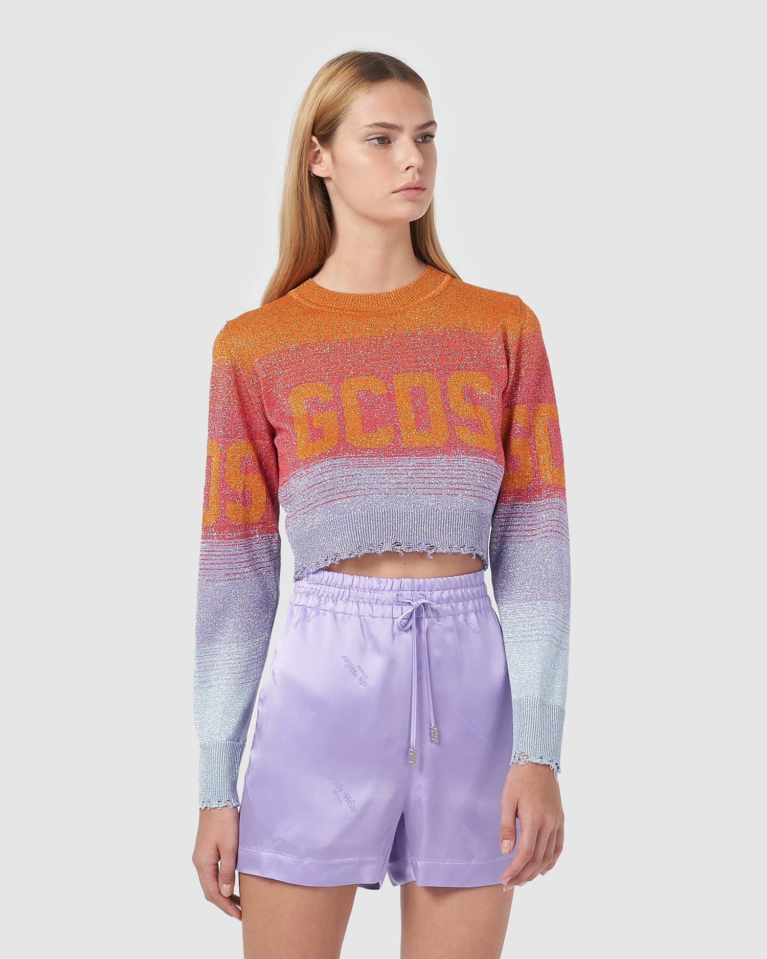 Knitwear GCDS Lurex Degradé Cropped Pull Femme Multicolore | 603172-XHG