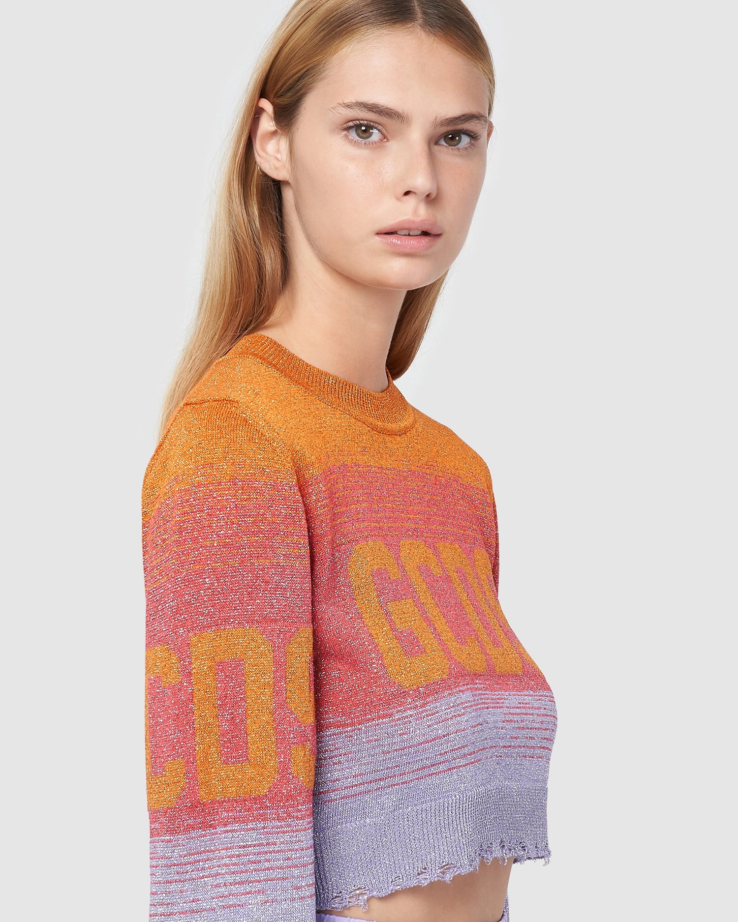 Knitwear GCDS Lurex Degradé Cropped Pull Femme Multicolore | 603172-XHG