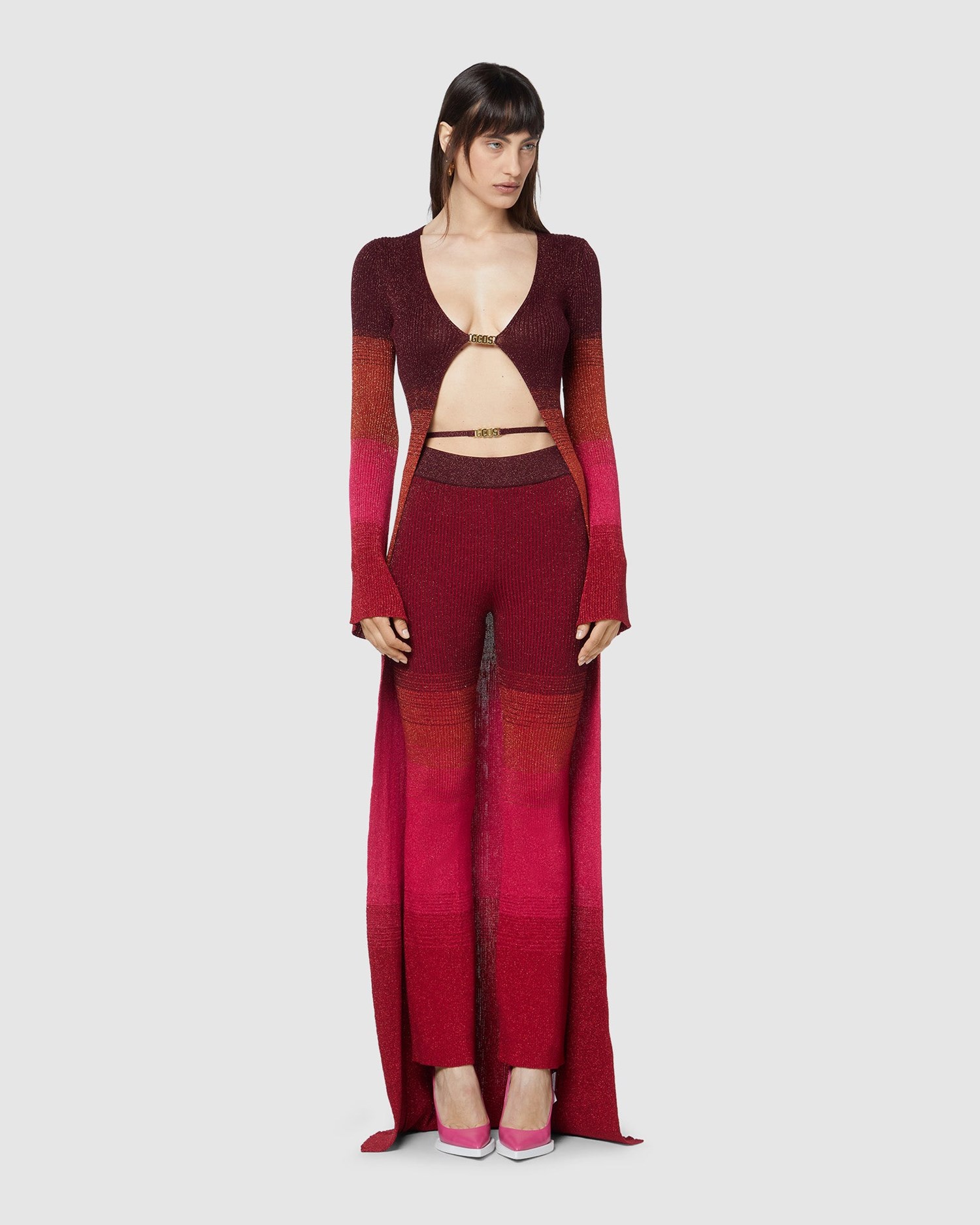 Knitwear GCDS Lurex Degradé Long Cardigan Femme Multicolore | 648215-TMA