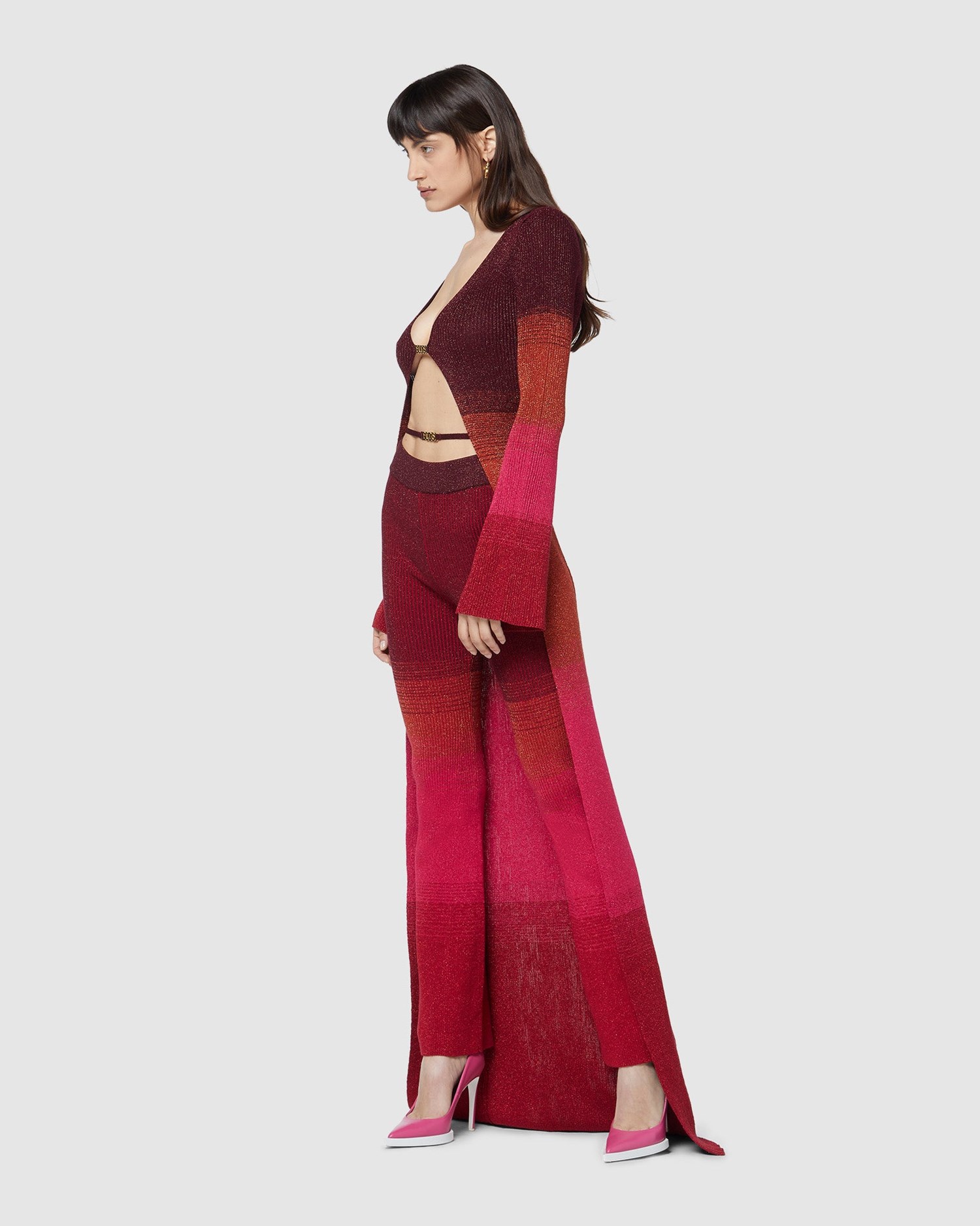 Knitwear GCDS Lurex Degradé Long Cardigan Femme Multicolore | 648215-TMA