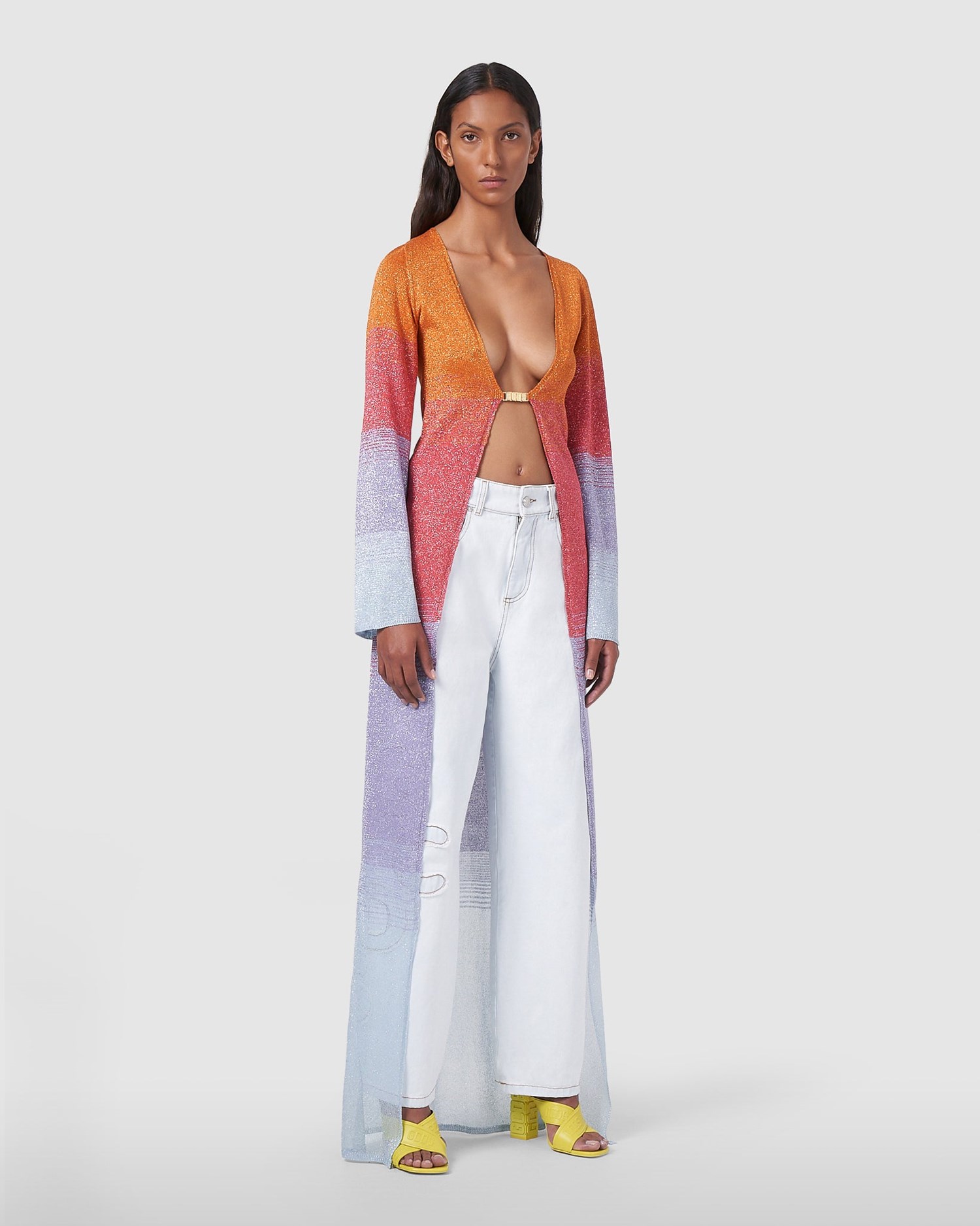 Knitwear GCDS Lurex Degradé Long Cardigan Femme Multicolore | 951406-XDQ