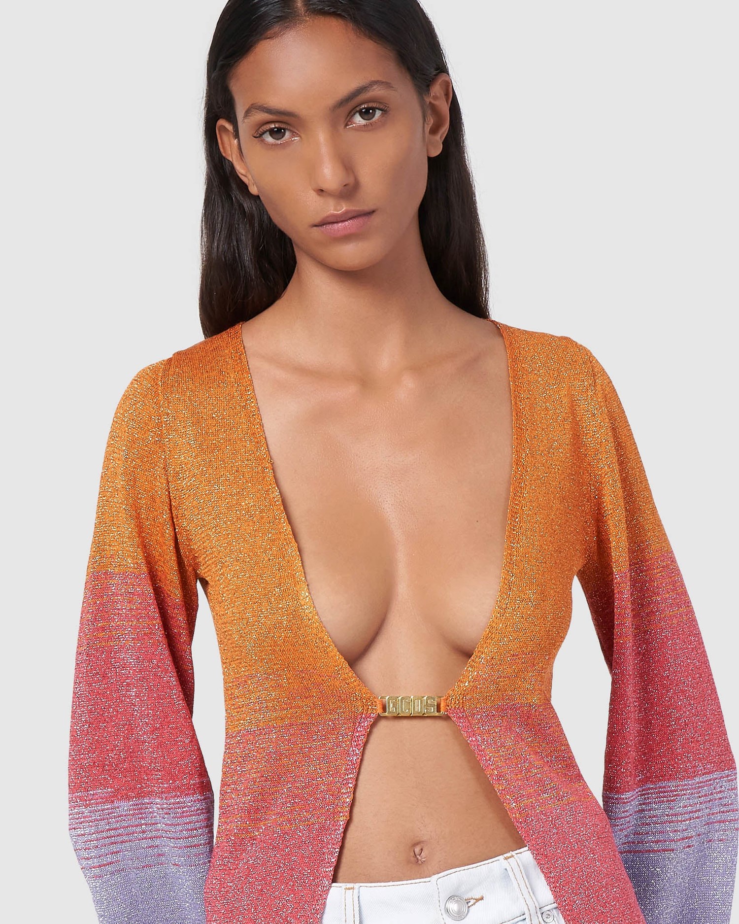 Knitwear GCDS Lurex Degradé Long Cardigan Femme Multicolore | 951406-XDQ