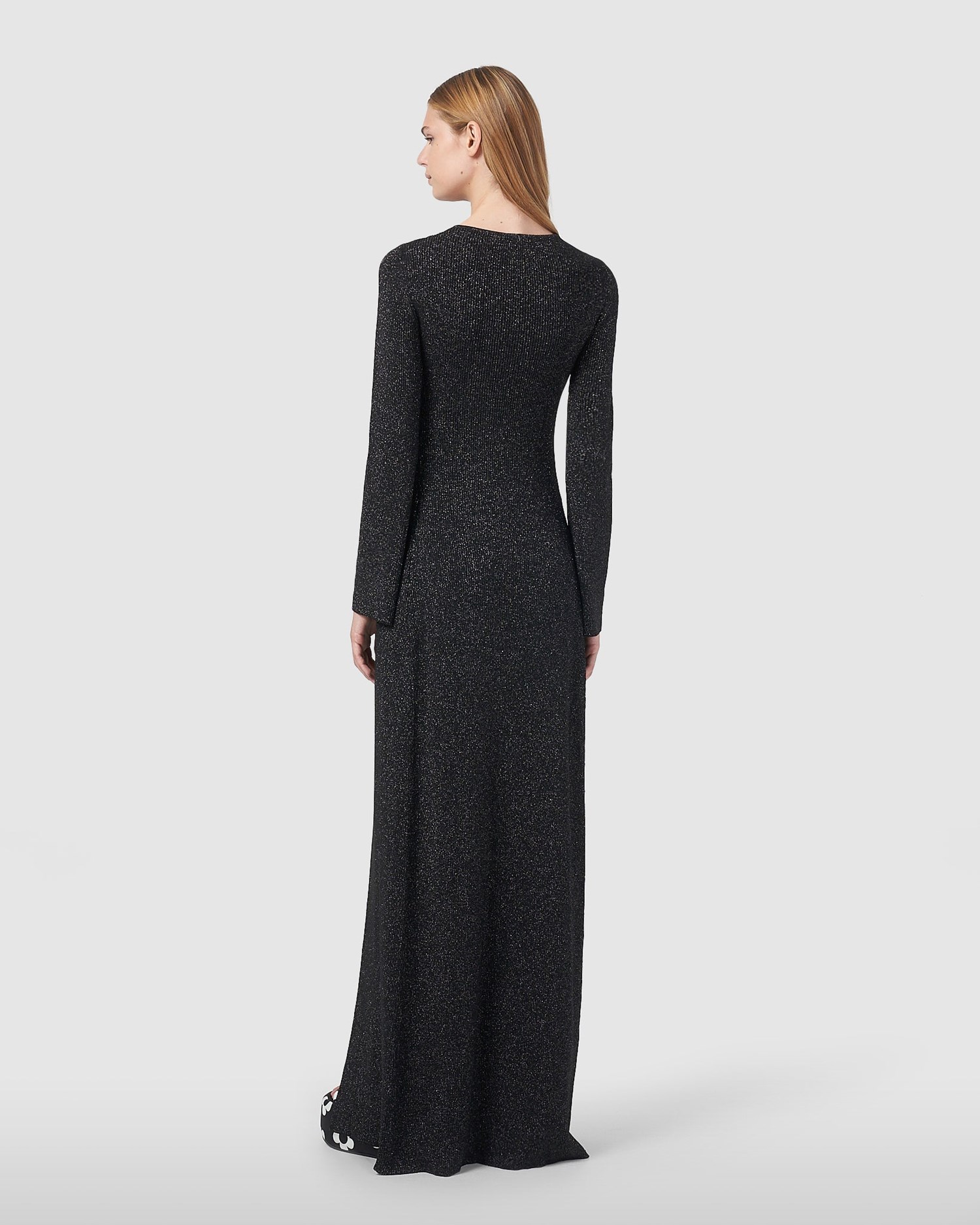 Knitwear GCDS Lurex Nervuré Long Cardigan Femme Noir | 136290-HPQ