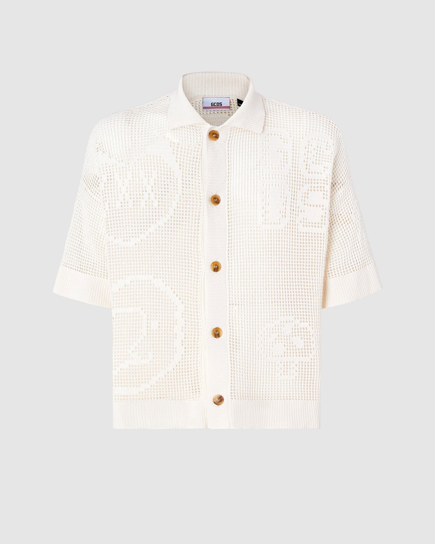 Knitwear GCDS Plush Crochet Polo Homme Blanche | 431825-MDR