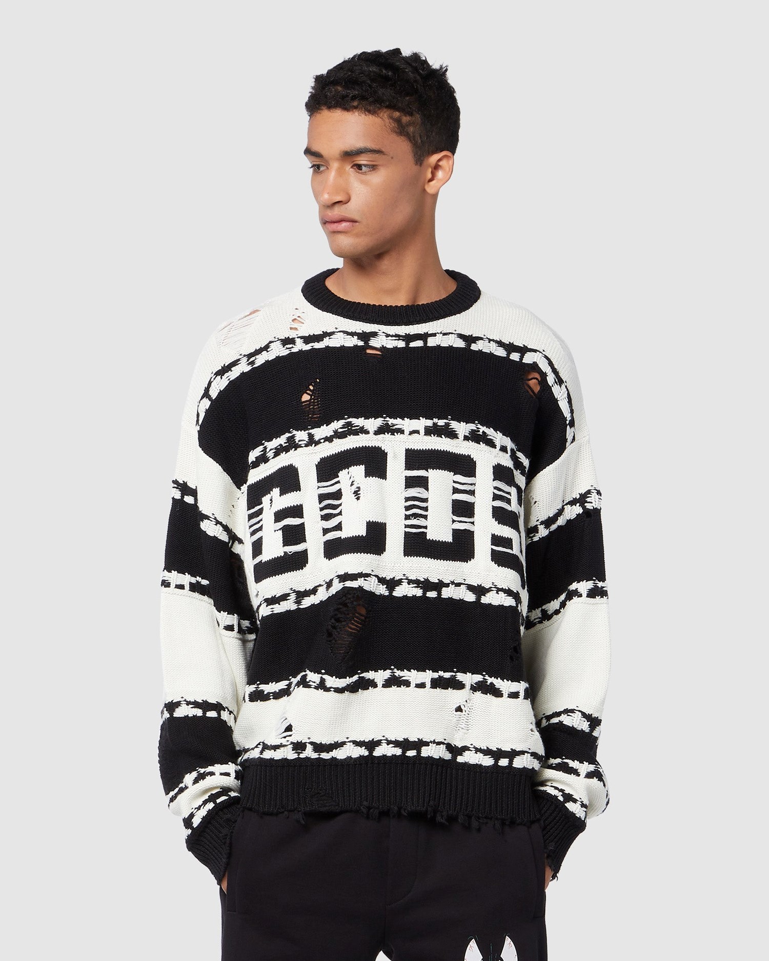Knitwear GCDS Rayé Logo Pull Homme Multicolore | 243981-MZX