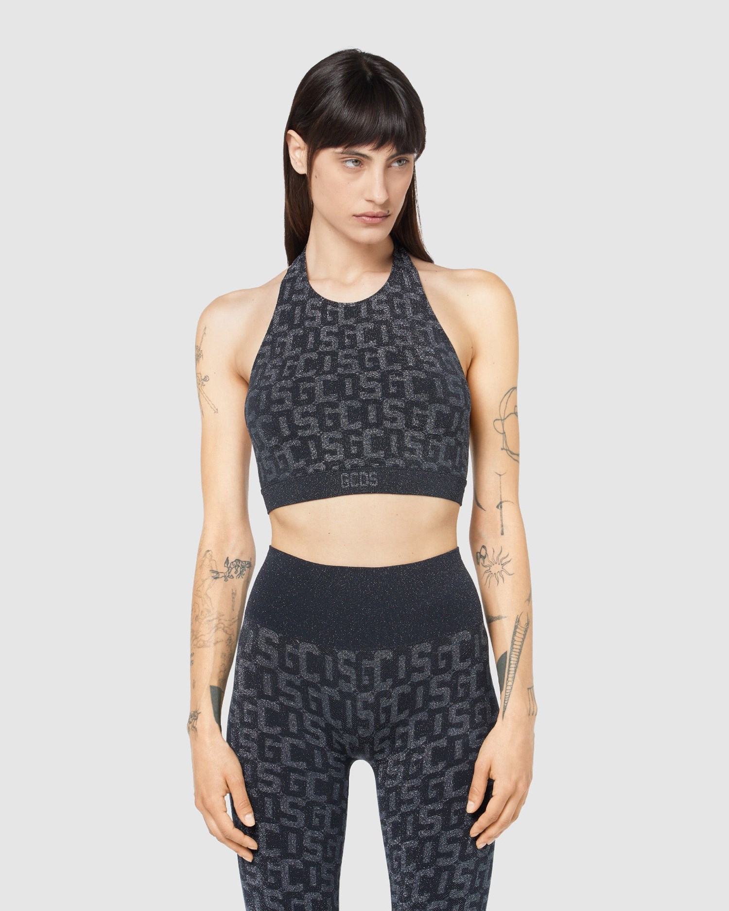 Leggings GCDS Wolford Monogram Leggings Femme Noir | 173596-XVN