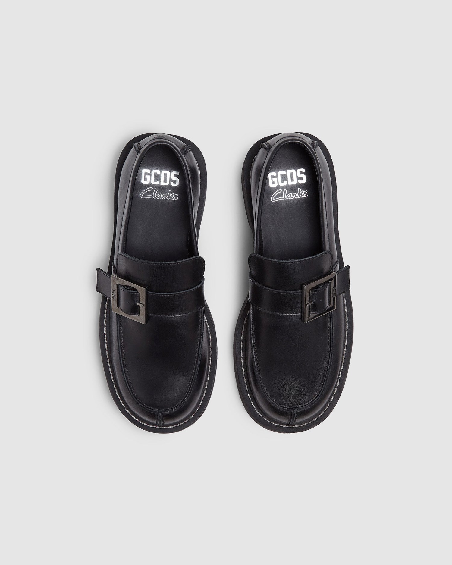Loafers GCDS X Clarks Cuir Loafers Femme Noir | 836154-YBZ