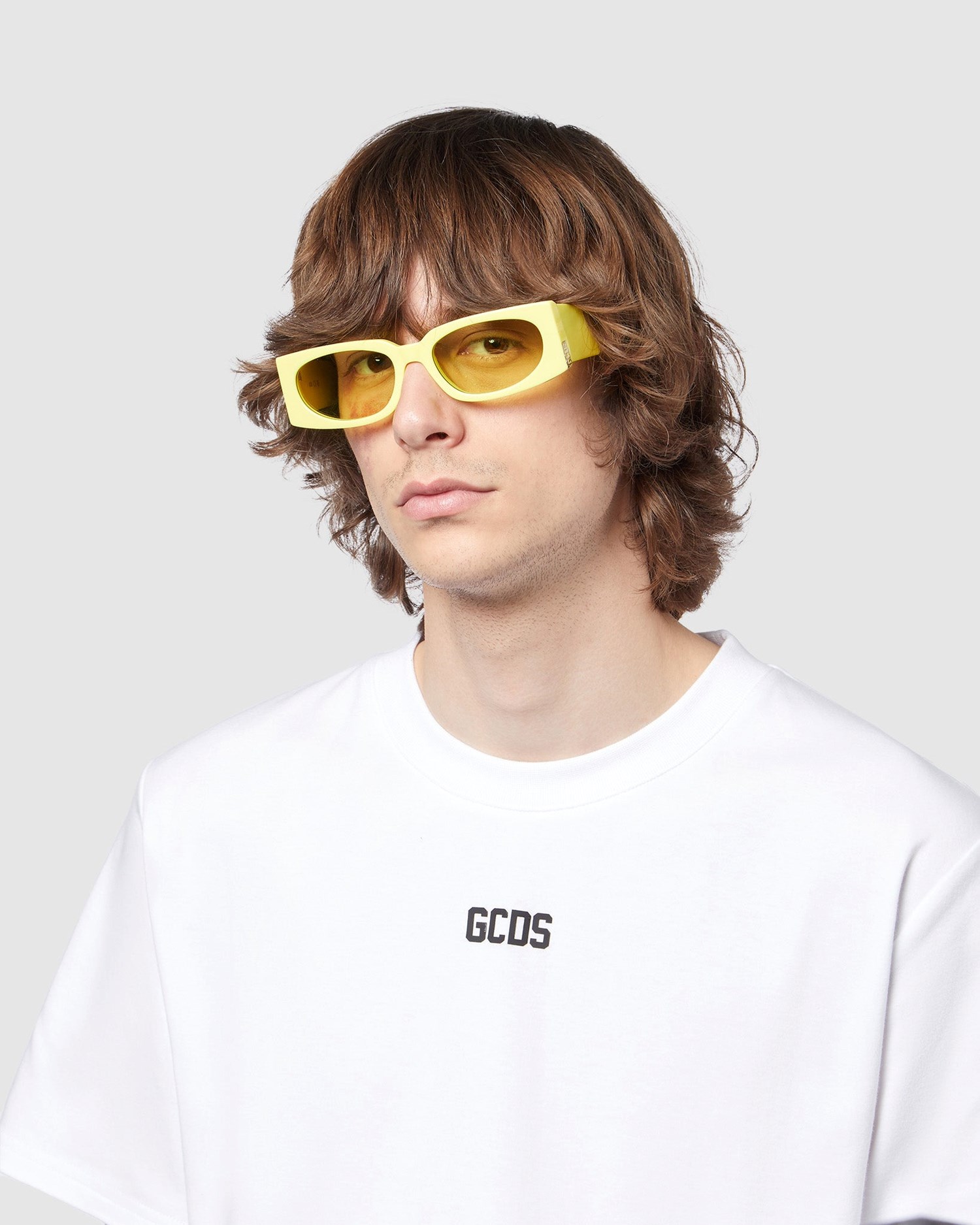 Lunettes de Soleil GCDS Gd0016 Rectangular Sunglasses Homme Jaune | 082657-AYE