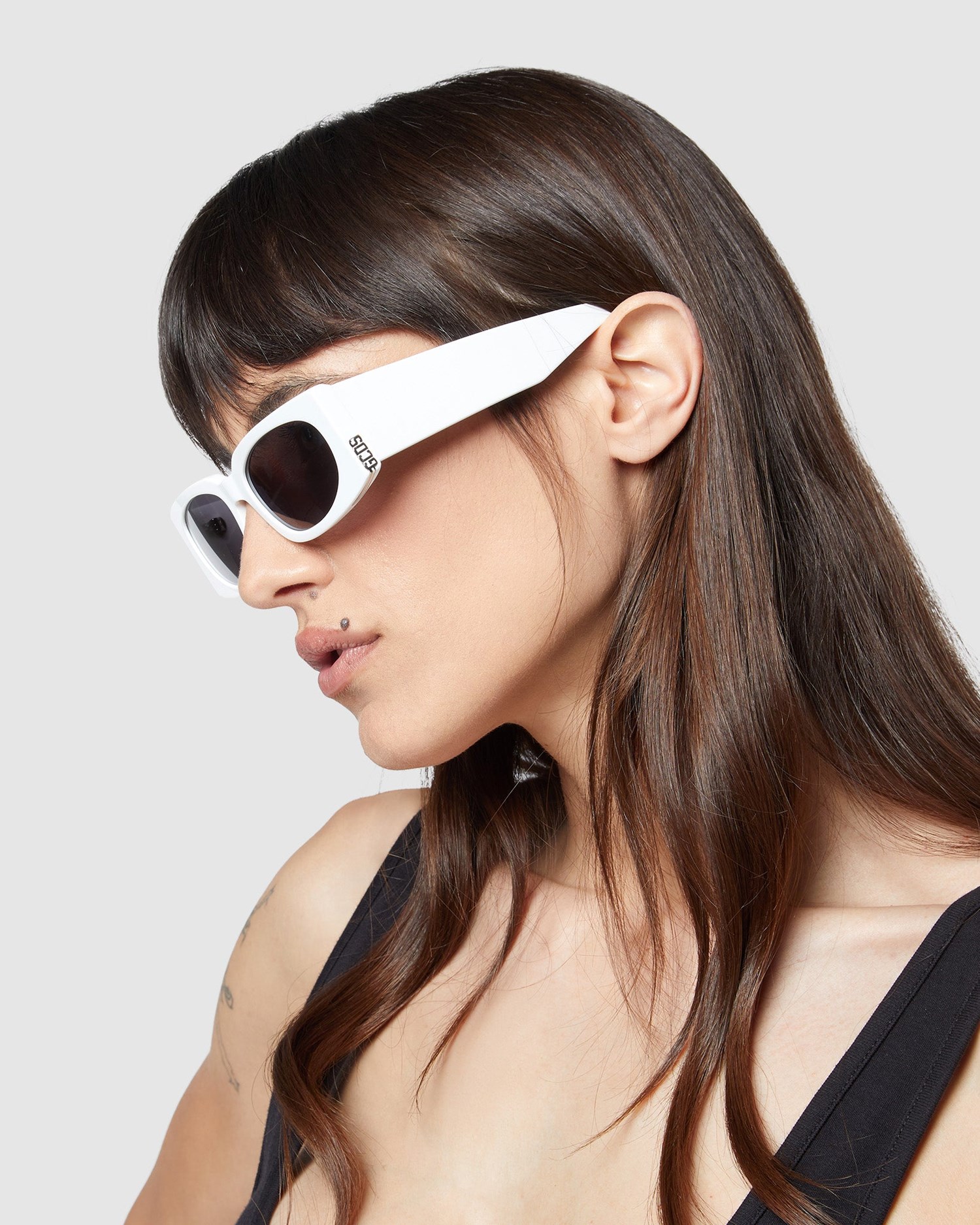 Lunettes de Soleil GCDS Gd0016 Rectangular Sunglasses Femme Blanche | 109478-AOR