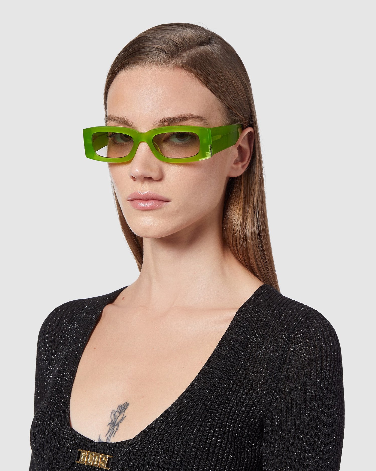 Lunettes de Soleil GCDS Gd0020 Rectangular Sunglasses Homme Vert | 386425-AWY