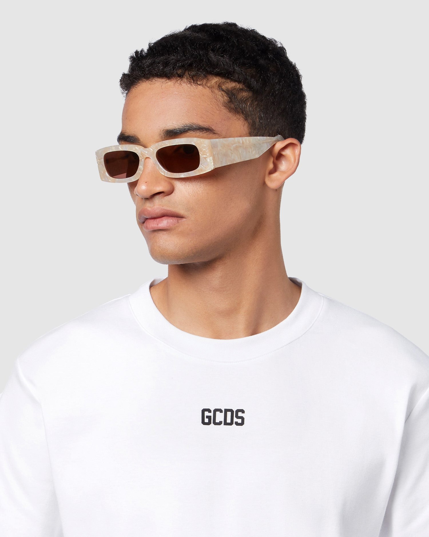 Lunettes de Soleil GCDS Gd0020 Rectangular Sunglasses Homme Beige | 560742-PZJ